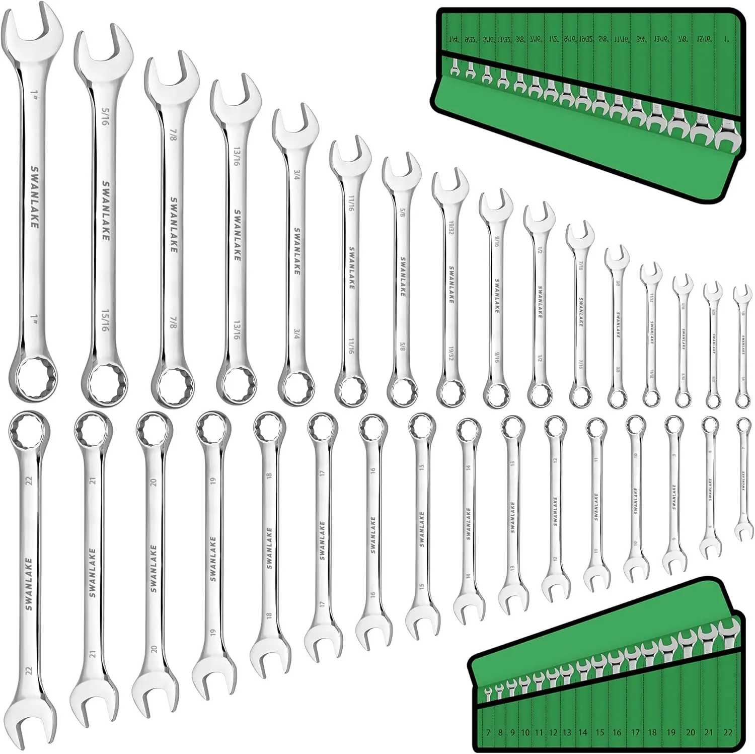 32-Piece Combination Wrench Set, SAE and Metric