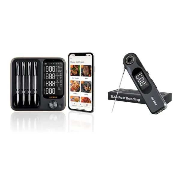Wireless Digital Food Thermometer - WIFI & Bluetooth Portable LCD Kitchen Gadget, IP67 Waterproof Kitchen Thermometer for Grill BBQ, Cooking