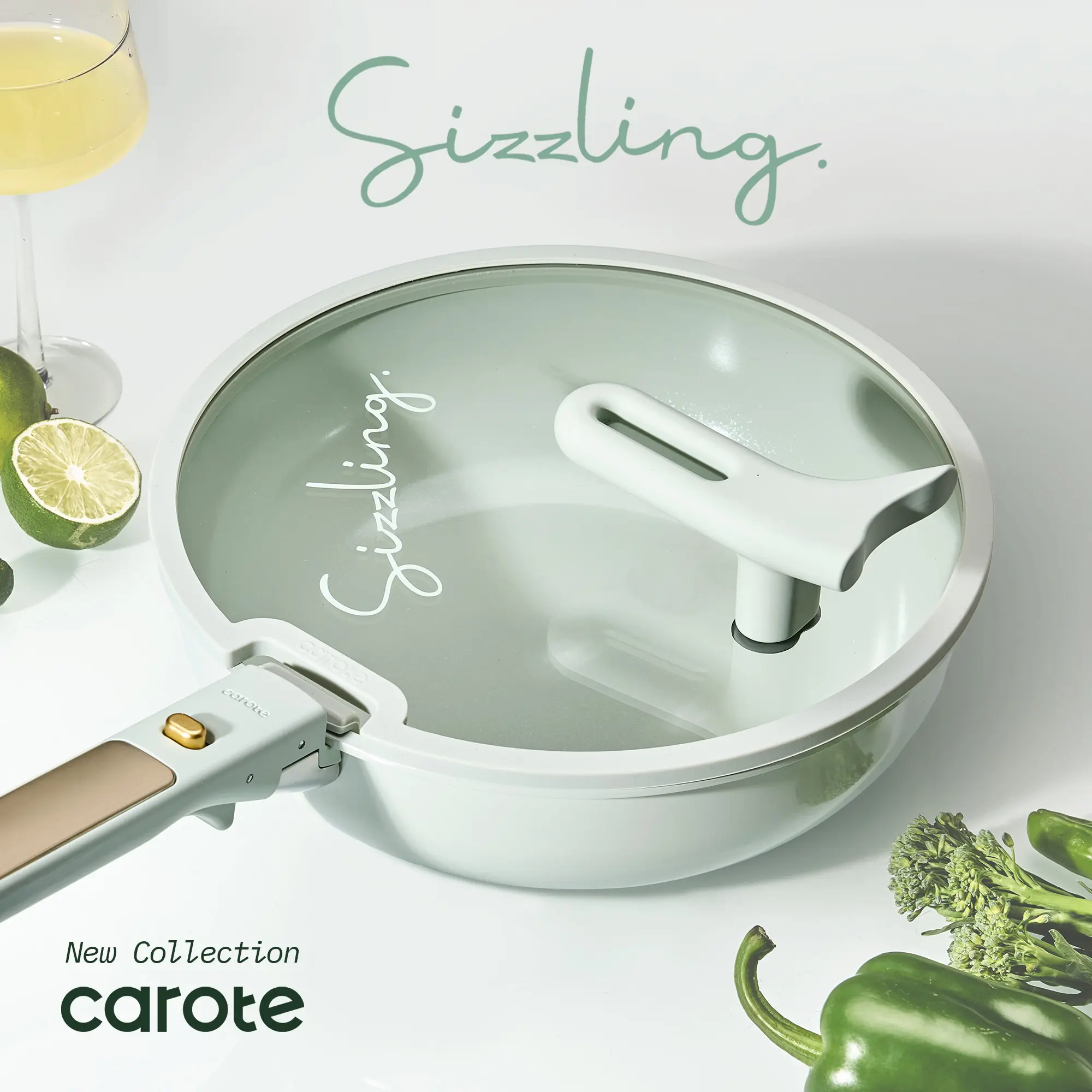 Macaron Color 20Pcs Ceramic Cookware Set Stand-Up Lid with Detachable Handle Set, Non Stick Pots and Pans Set Non Toxic, PFAS Free
