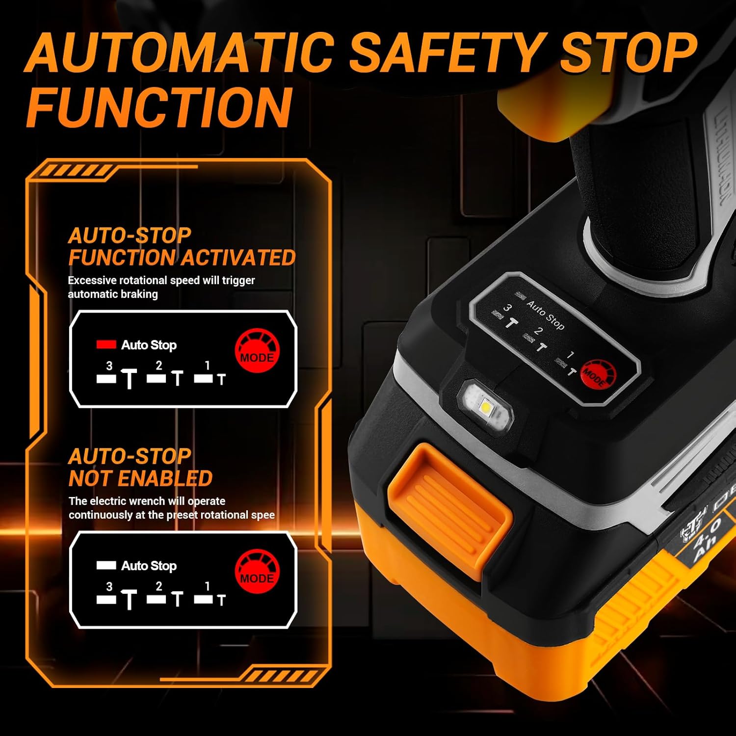 Cordless Impact Wrench:590ft-lbs/800N.m Impact Gun, 1/2" Brushless Impact Wrench