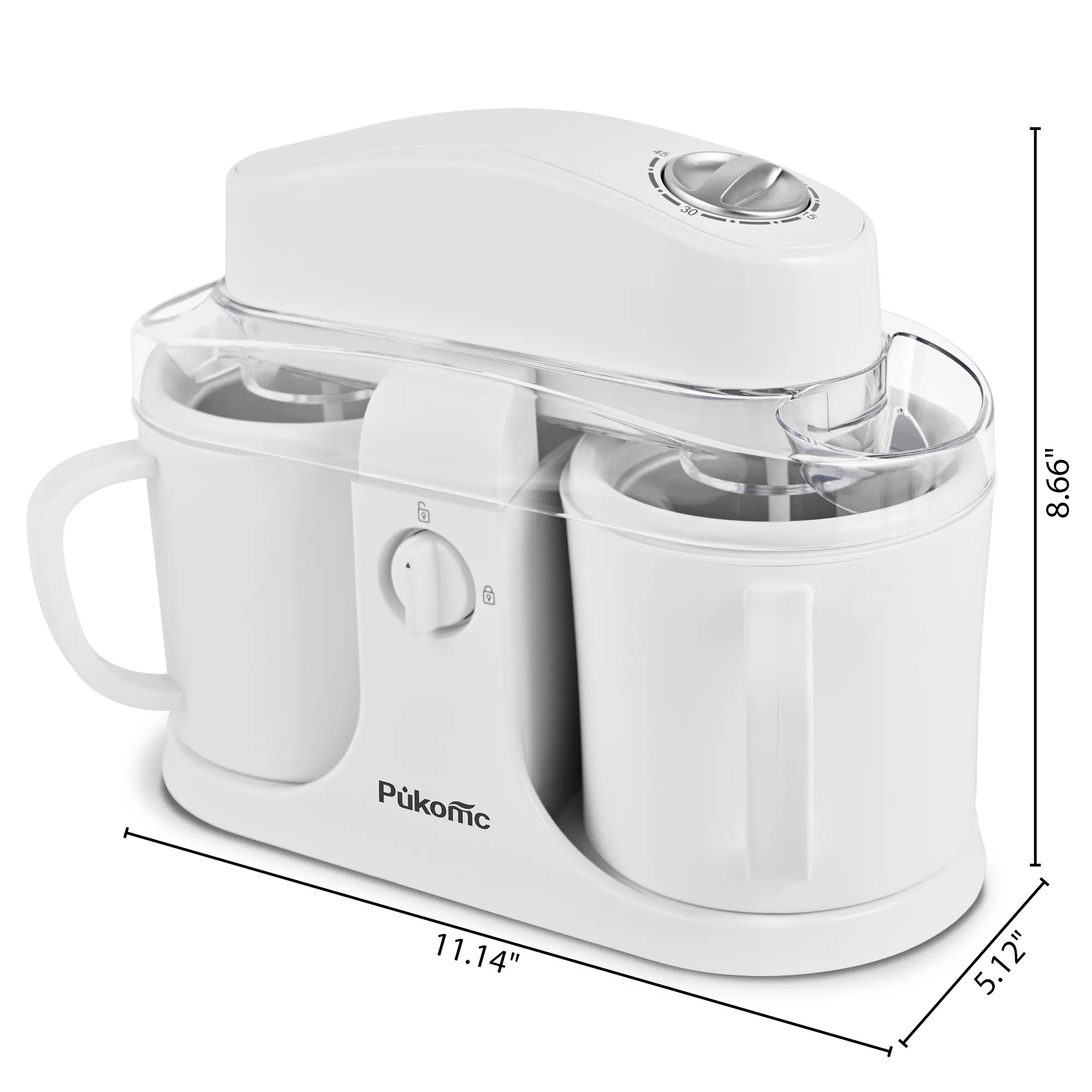 Ice Cream Maker Machine for Home Use with Two Ice Cream Bowls Simple Operation Easy to Clean White Easy Fast Use Perfect Dessert,The best Christmas New Year gift