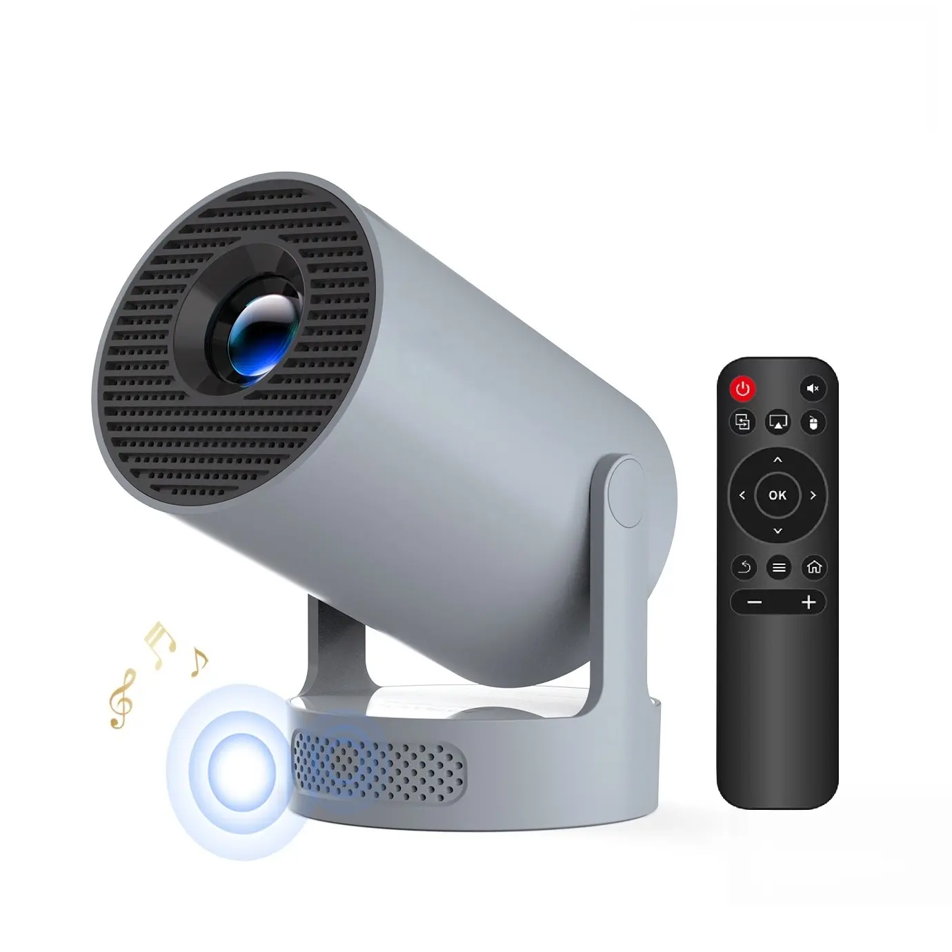 Smart Projector HY300Pro+ with 4K Decode 290ANSI Auto Keystone Correction Built-in 5W speaker Dual WiFi6 Wireless BT5.4 Android 14 Native 1280*720P