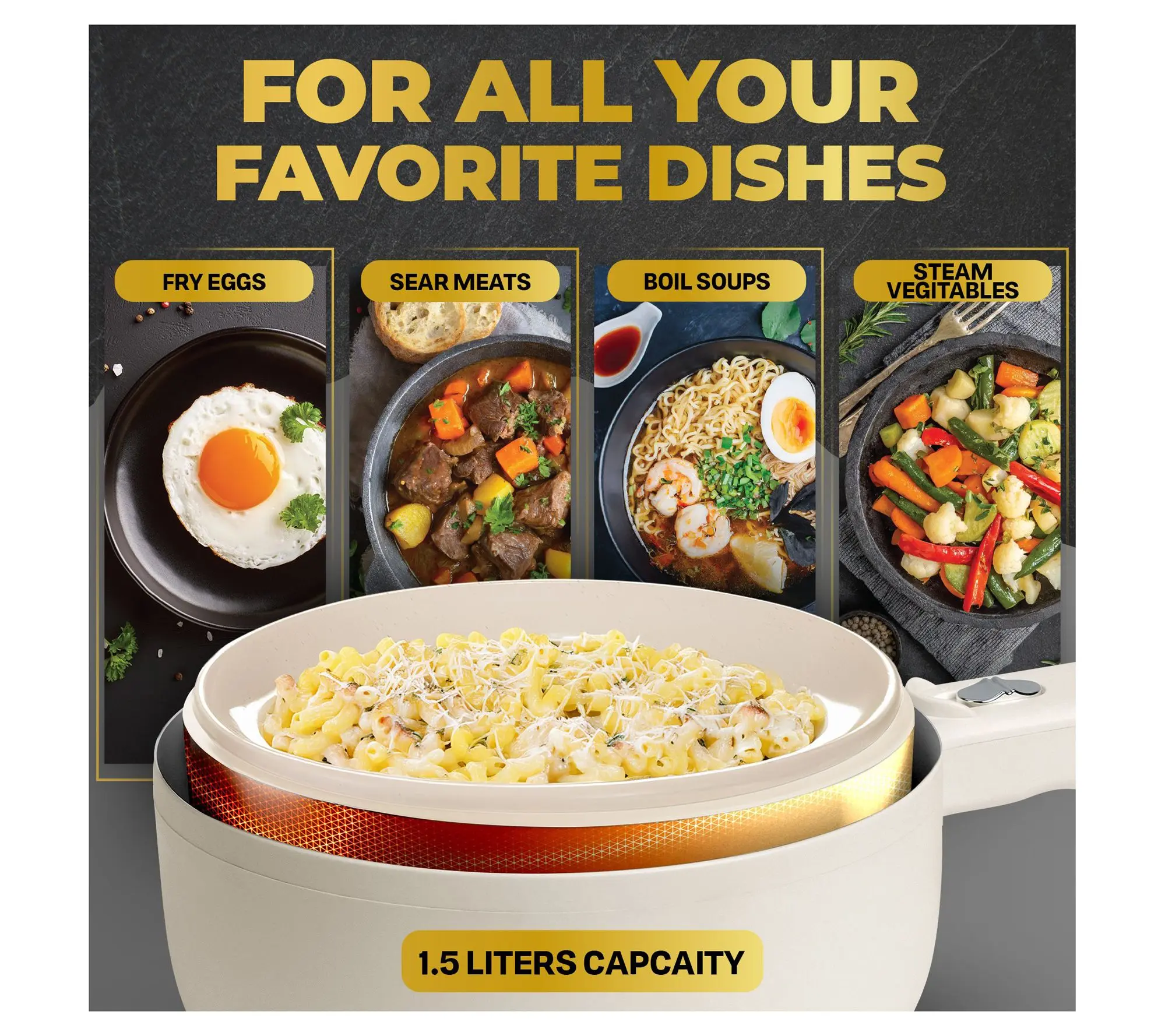 Electric Hot Pot – 1.5QT Nonstick Mini Cooker with Lid for Noodles, Soup, Stews & Quick Meals