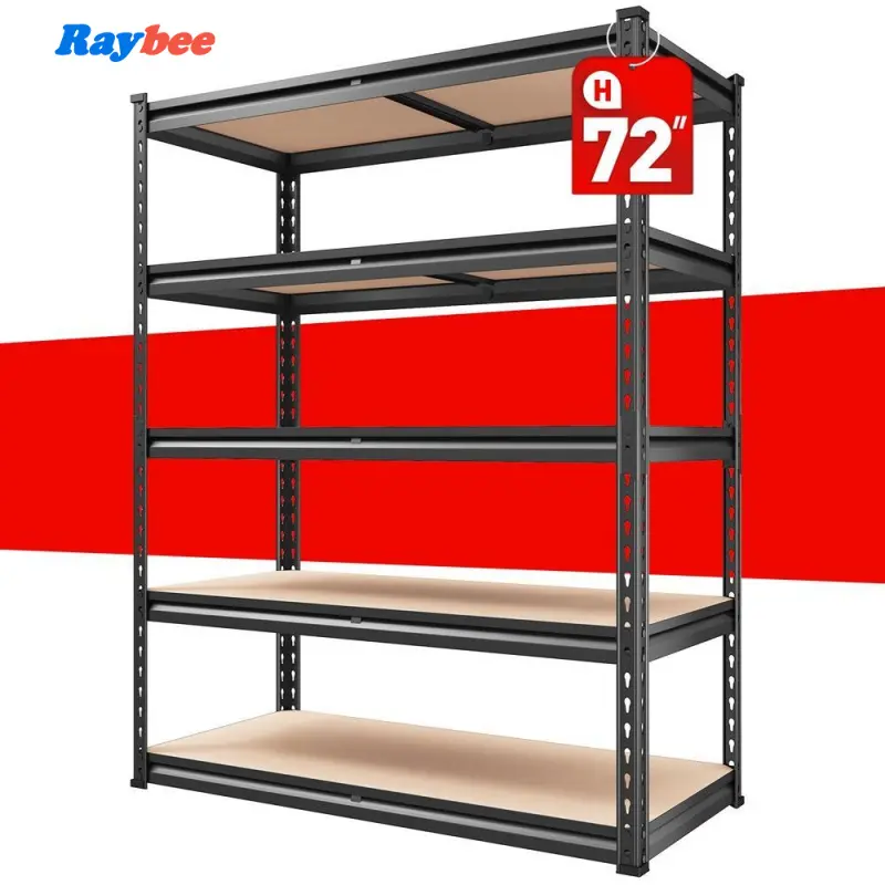 Garage Shelves Classic 5-Tier Metal Storage Shelving Unit Height Adjustable Versatile Utility Rack Shelf for Craft Warehouse Pantry Kitchen Organiser Industrial Bookshelf