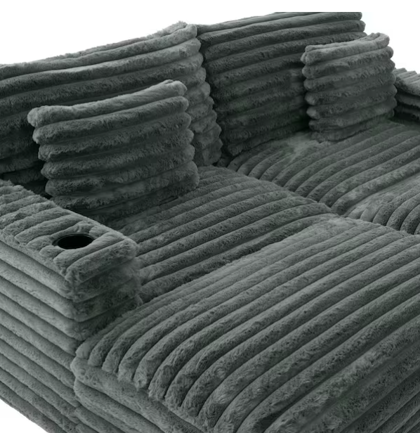 86" W Deep Seat Loveseat Sofa Chaise Daybed Oversized Love Seat TV Couch, Living Room Sleeper Napping Sofabed Fluffy Corduroy Upholstered Sofa&Couch with 4 Pillows for Home/Apartment
