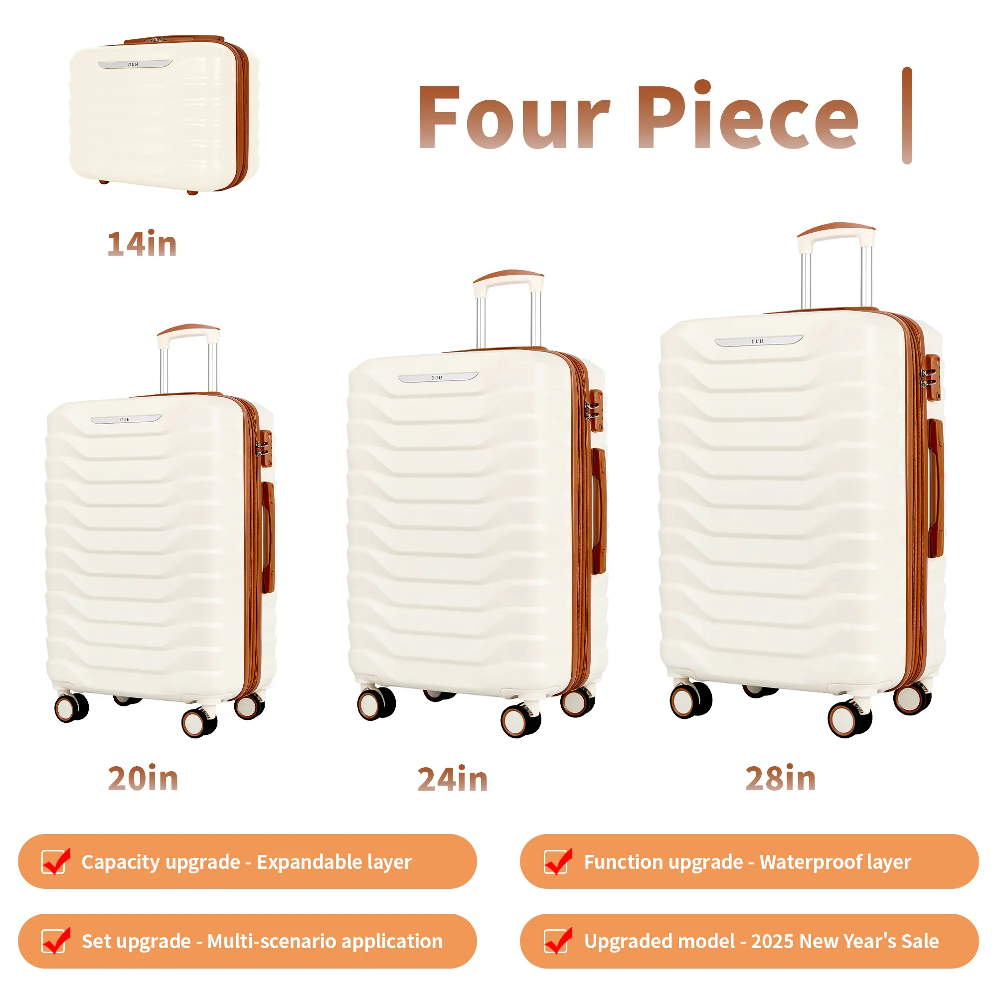 Expandable Luggage Sets 9pcs/8pcs/7pcs/4pcs Suitcase Sets With Water-Proof and Expandable Layer Makeup Bag Side Hooks And TSA Lock