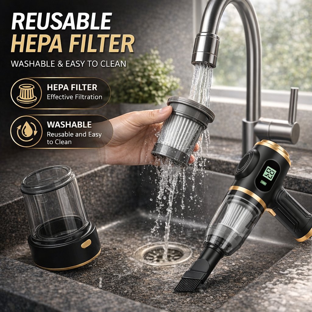 2-in-1 Handheld Vacuum & Air Duster – 4500Pa Suction, 644g, Washable Filter