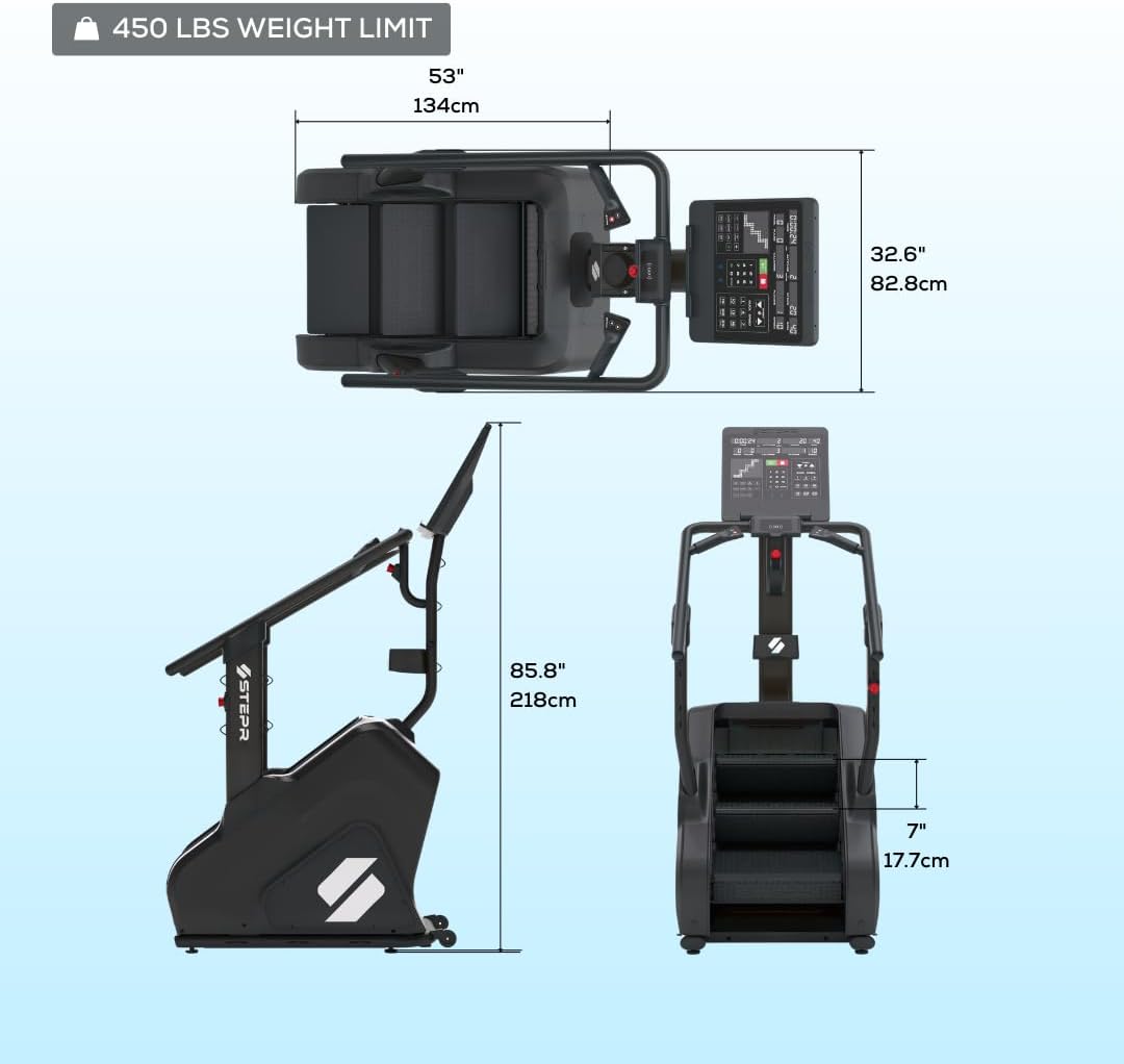 Classic Stair Master with LED Touchscreen, Commercial Grade Stairmaster Machine for Home, 190 Steps/Min, Resistance Band Attachments, 400 lb Capacity