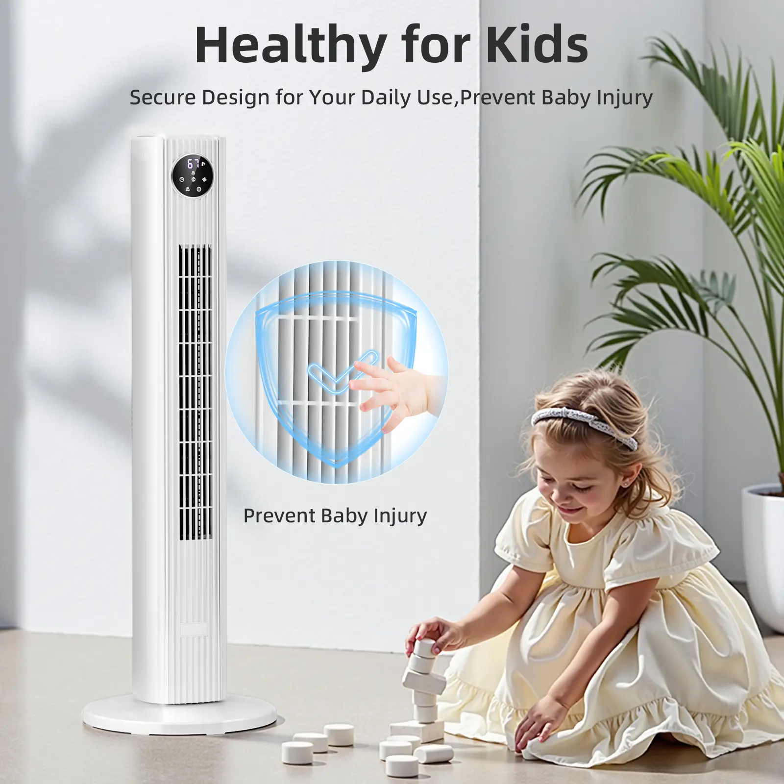 Tower Fan - Bladeless, Remote Control, 85° Oscillation