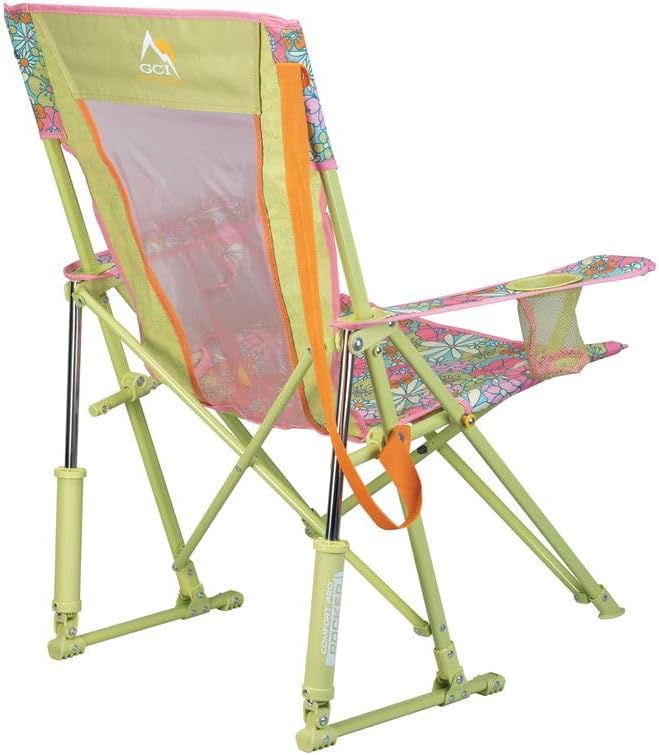 Comfort Pro Rocker Camping Chair | Portable Folding Rocking Chair with Durable Armrests & Drink Holder — Floral
