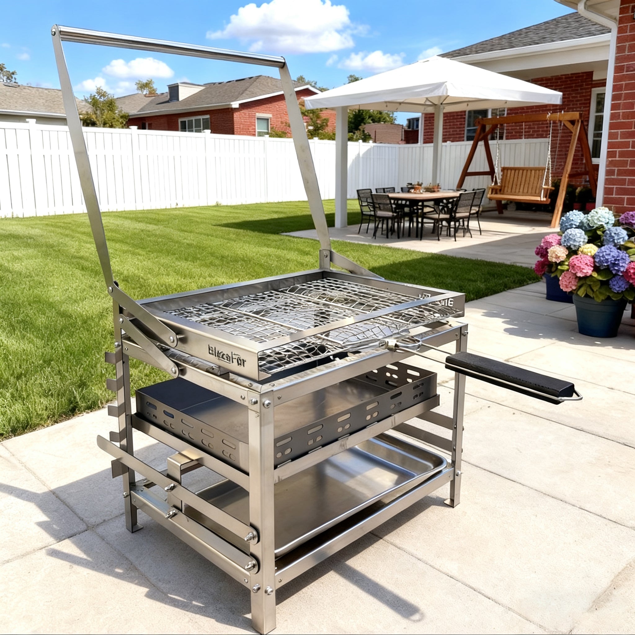 Adjustable Charcoal Rotating Grill