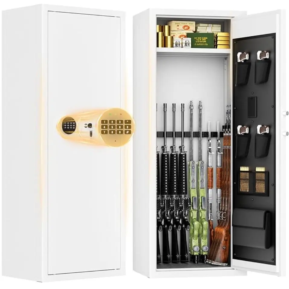 14-16 Gun Safe, Large Gun Safe for Rifles and Pistols, Quick Access Rifle Safe with 3 Removable Gun Racks and 4 Pistol Pockets, Digital Gun Cabinet with Dual Alarm and Mute Mode