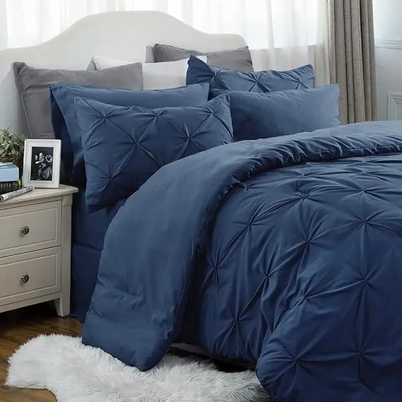 Soft Pintuck Comforter Set – 4/7 Piece Ultra-Soft All-Season Bedding Set with Elegant Hotel-Style Design