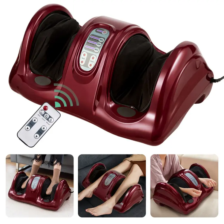 Foot Massager Machine, Deep Kneading Rolling Massage for Feet, Leg Calf Ankle, Electric Massager w/Remote, 4 Massage Modes, Burgundy, Christmas Festival Gift Black Friday Cyber Monday