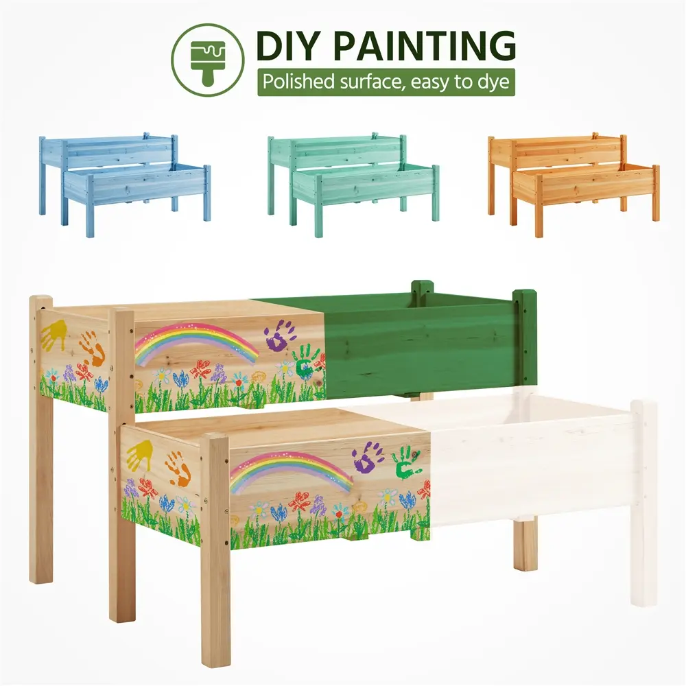 Large Raised Garden Bed Elevated Wooden Horticulture Planter Box with Legs Standing Growing Bed for Gardening/Backyard/Patio/Balcony