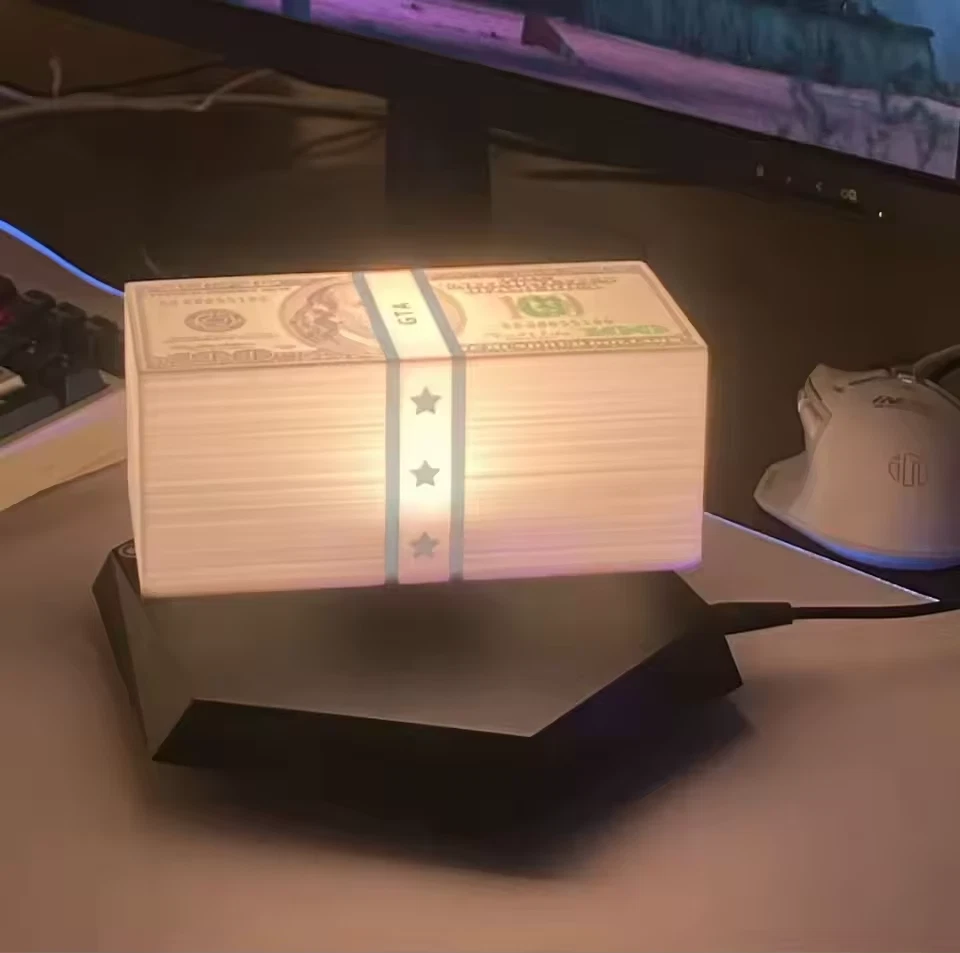 Magnetic Levitating Dollar LED Night Light GTA Money Floating Rotating Lamp Gift