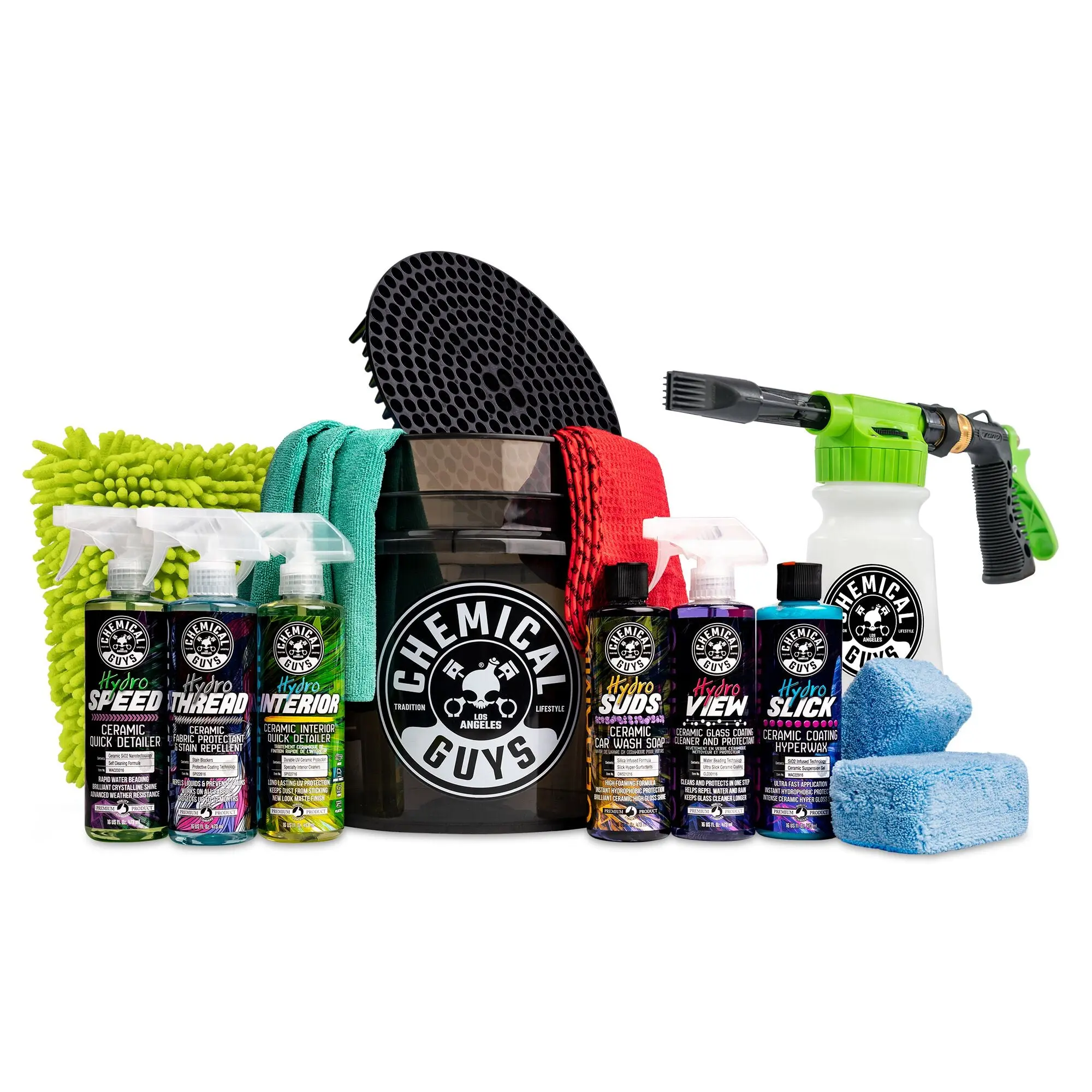 16-Piece Ceramic Protection Car Wash Kit – Complete Detailing Set with TORQ Foam Blaster, HydroSuds, HydroSlick, HydroView & HydroInterior for Scratch