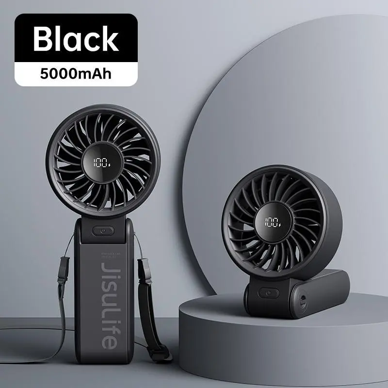 3-in-1 Portable Mini Fan – 5000mAh Rechargeable, 5 Speeds, Handheld, Desk & Neck Fan for Travel & Outdoor Use