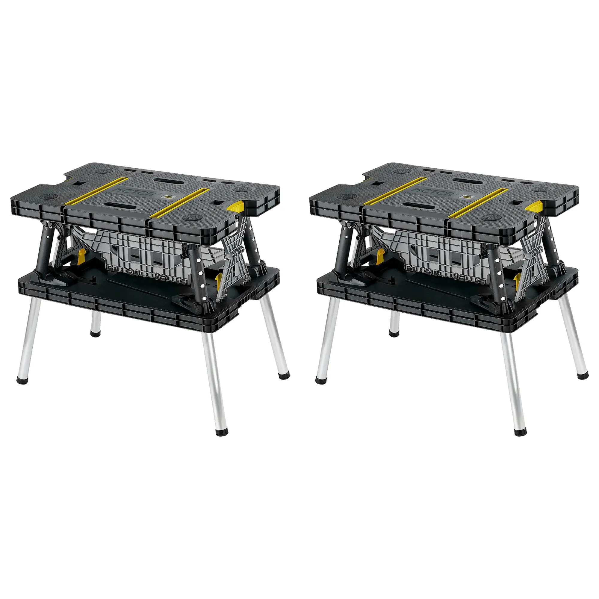 Heavy-Duty Portable Folding Table — Multifunctional Workbench with 12-Inch Clamps, Tool Storage, and Saw Stand