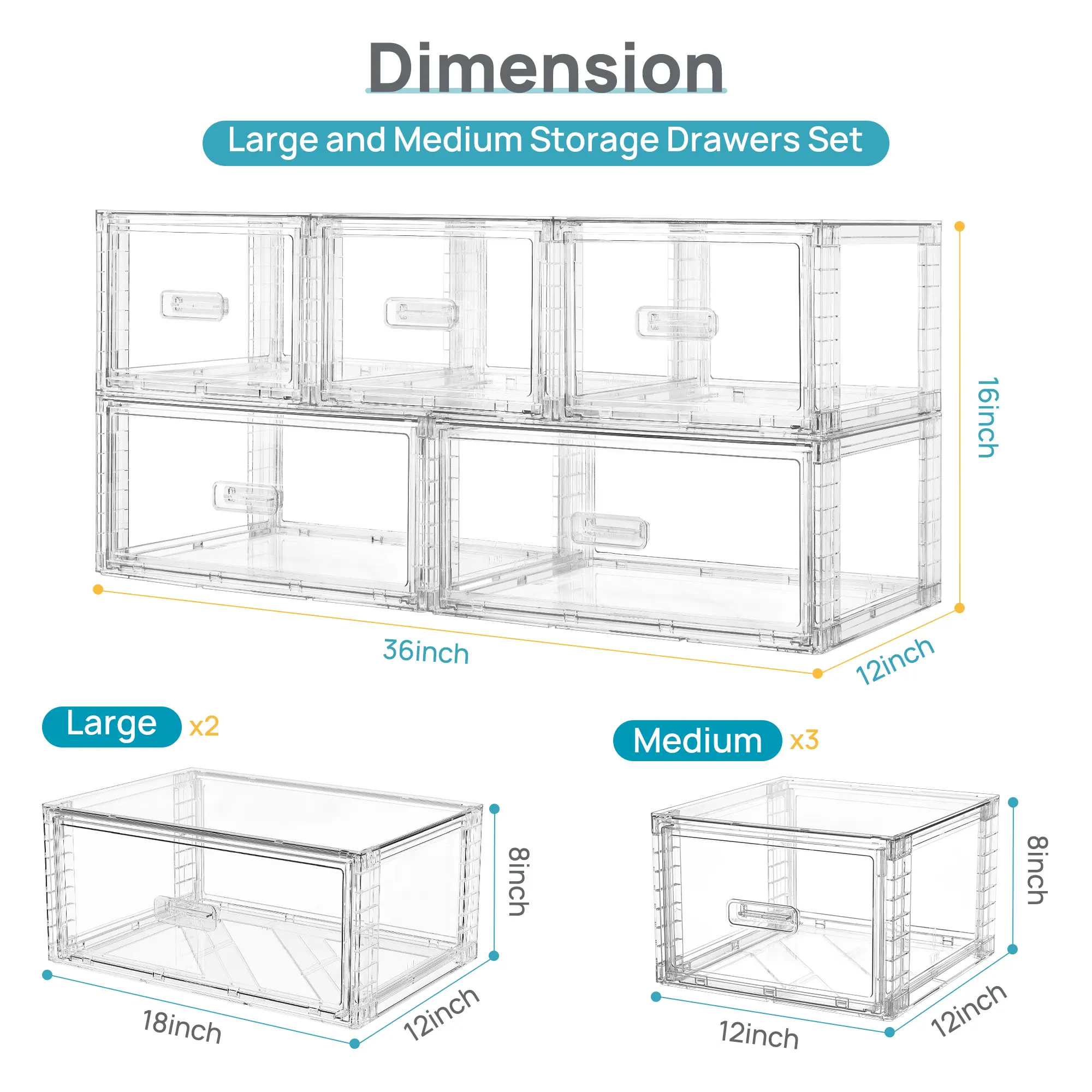 Underbed Storage Drawers – Clear Stackable Dust-Proof Bins for Shoes, Clothes, Bedding & Seasonal Storage