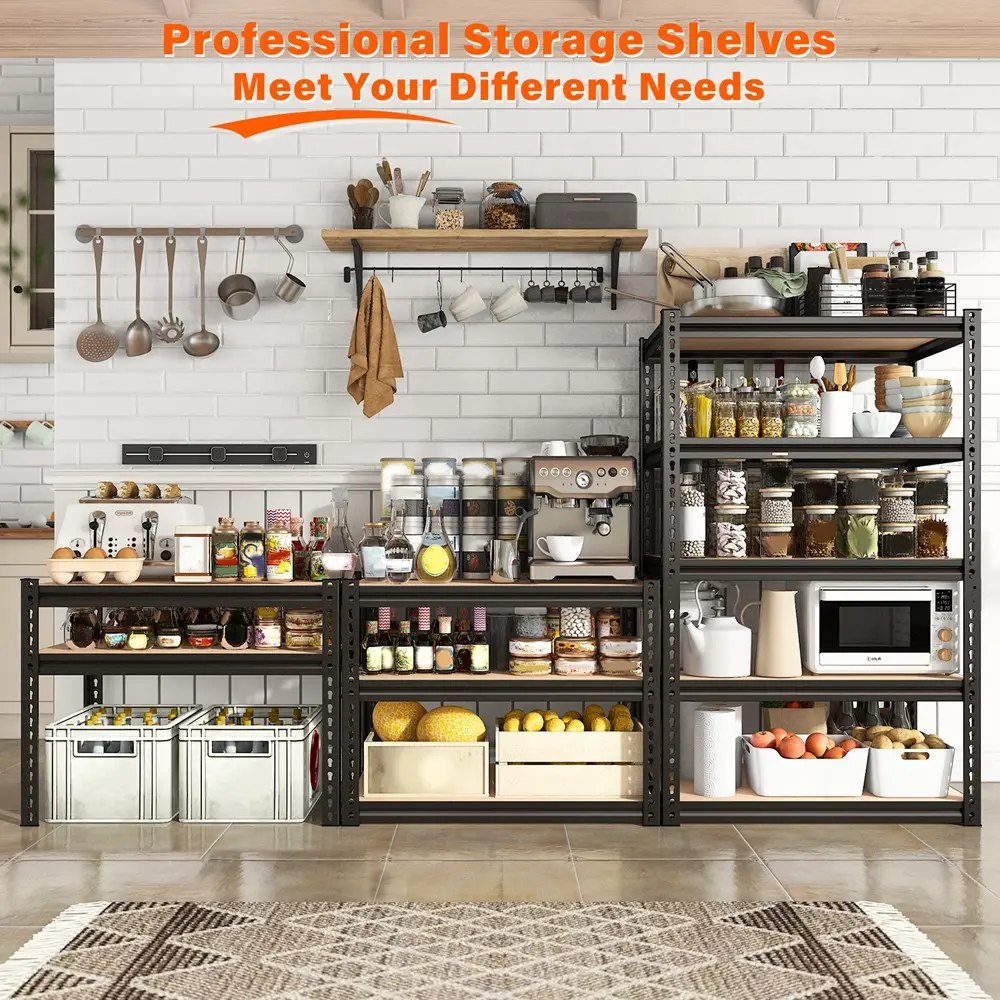 Garage Shelves Classic 5-Tier Metal Storage Shelving Unit Height Adjustable Versatile Utility Rack Shelf for Craft Warehouse Pantry Kitchen Organiser Industrial Bookshelf
