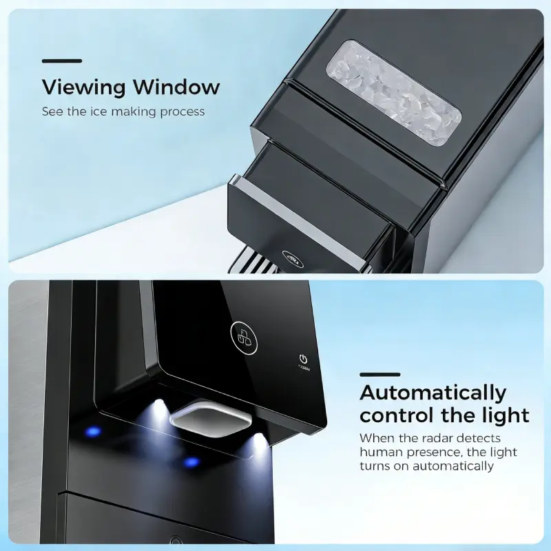 Ice Maker Dispenser, Self Dispensing Pellet Ice Machine, 33lbs/24H, 15Mins Quick Ice Make, 33lbs Sonic Ice Storage, Ice Full Indicator, Self-Cleaning, Kitchen, Office,  Bar, Party
