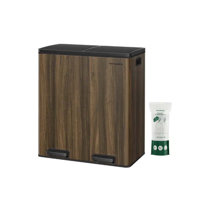 Stainless Steel Trash Can – Multi-Compartment with Plastic Inner Buckets, Hinged Lids & Soft-Close, for Kitchen or Garage