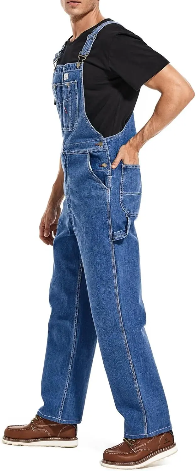 Men's 4-Pack Flex Denim Bib Overalls — Adjustable & Utility Ready