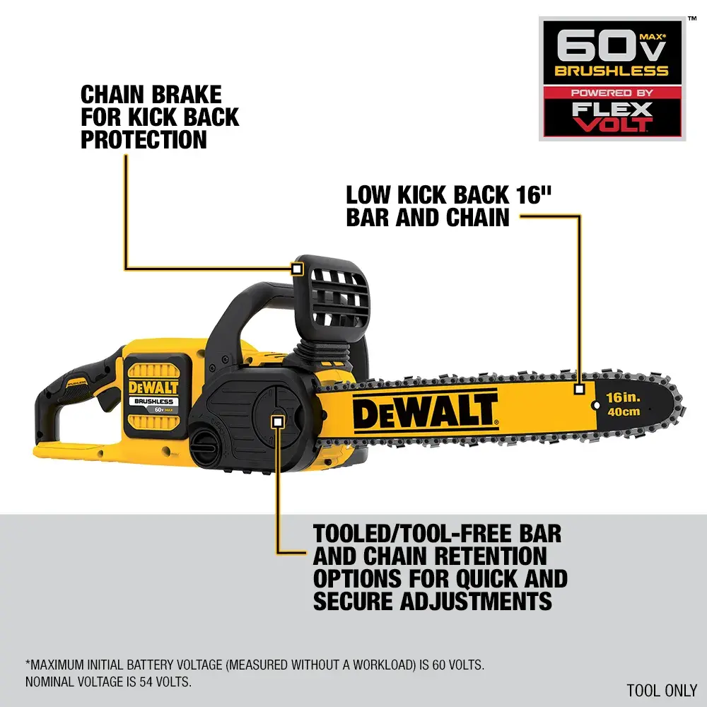 Flexvolt 60v MAX 16-in. Brushless cordless chainsaw