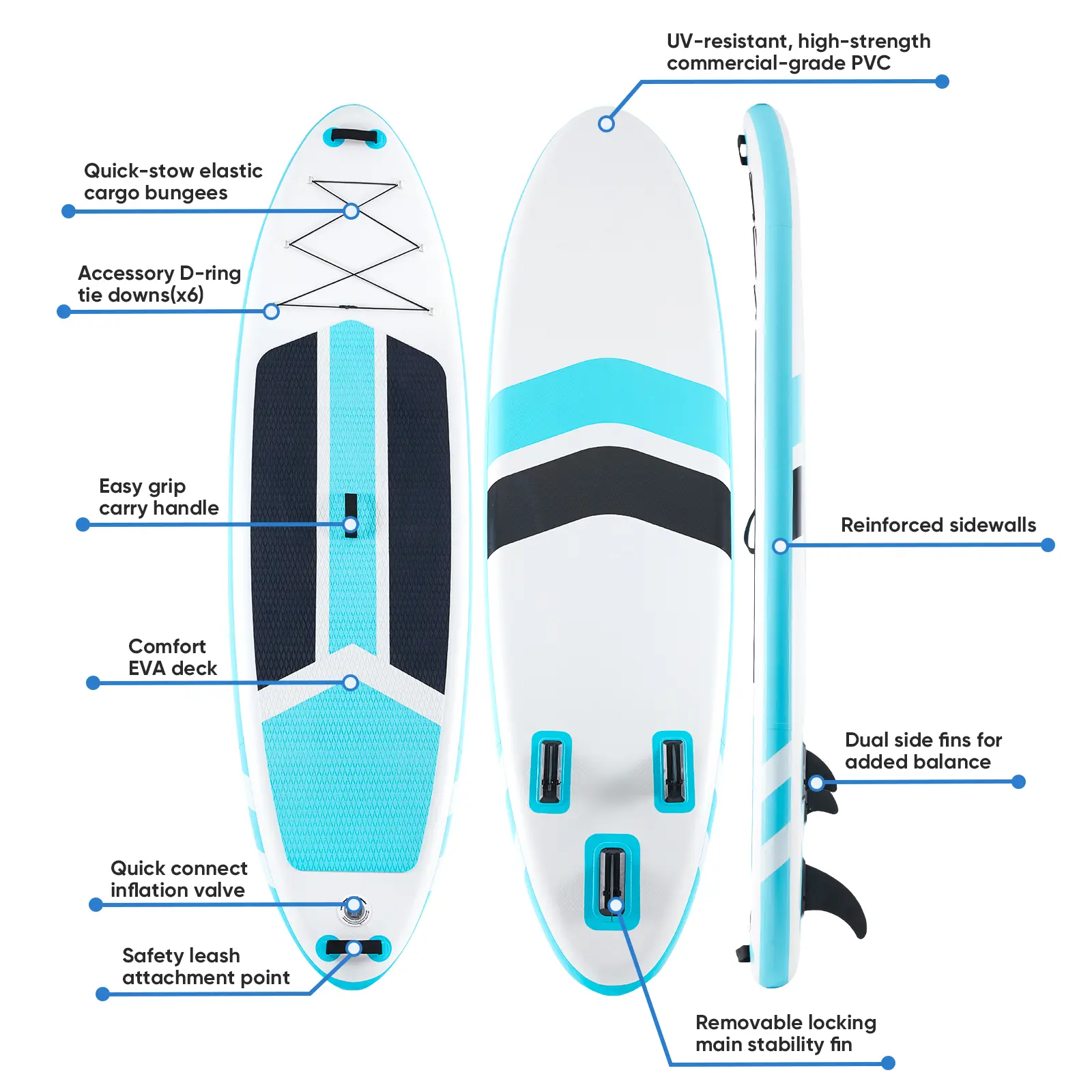 Multi Purpose Inflatable Stand Up Paddleboard, Premium PVC SUP with 2-in-1 Outdoor Paddle, Wide Stable Design, Non-Slip Comfort Deck, Supports 400lbs for Adults