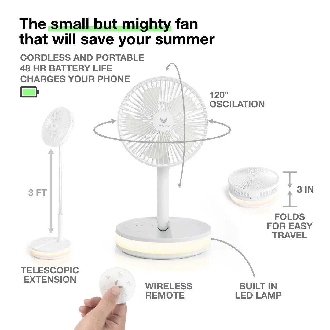 Portable Rechargeable Fan – Powerful Cooling, Long Battery Life & Travel-Friendly Design