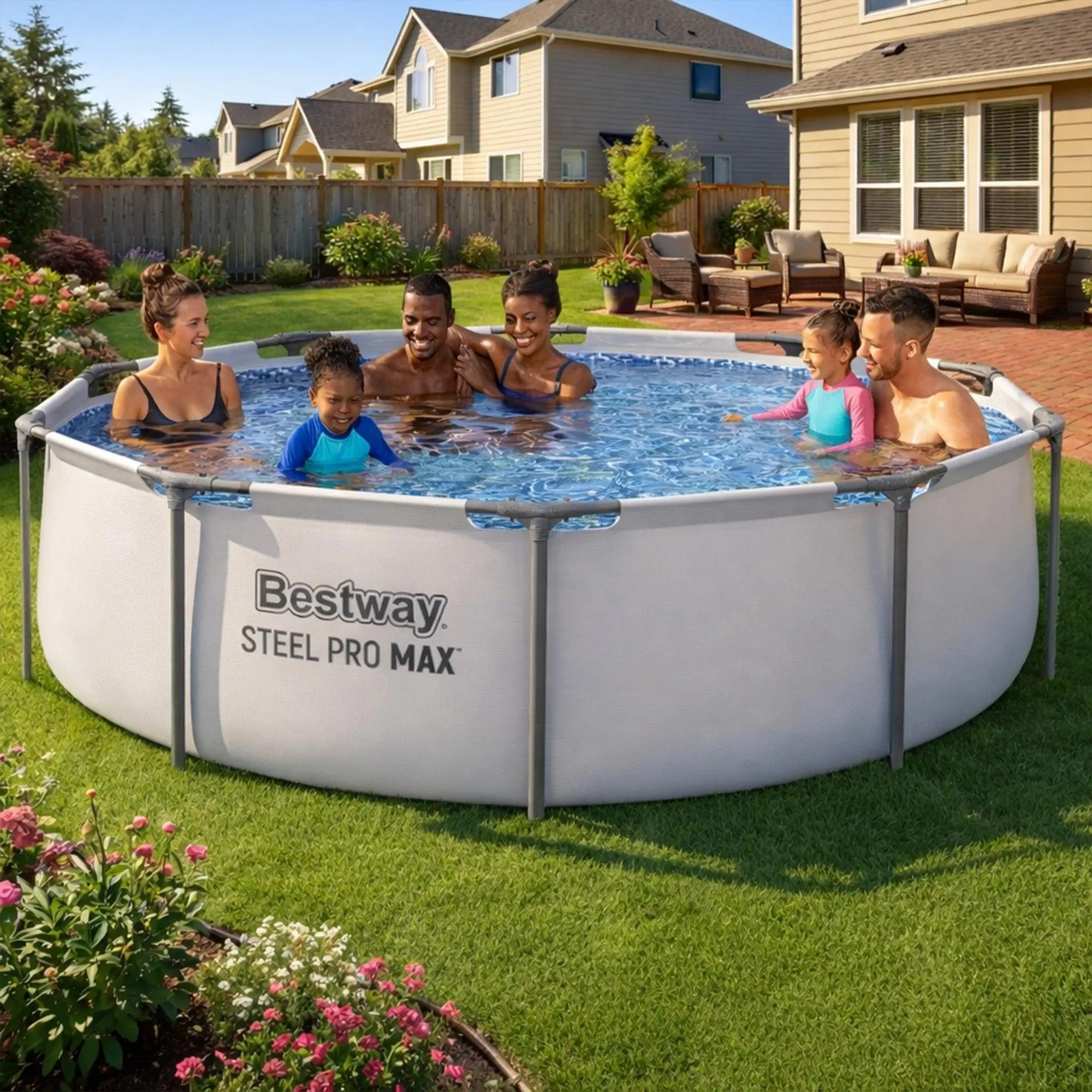 Bestway Steel Pro MAX 10'x30" Round Above Ground Outdoor Swimming Pool with Pump