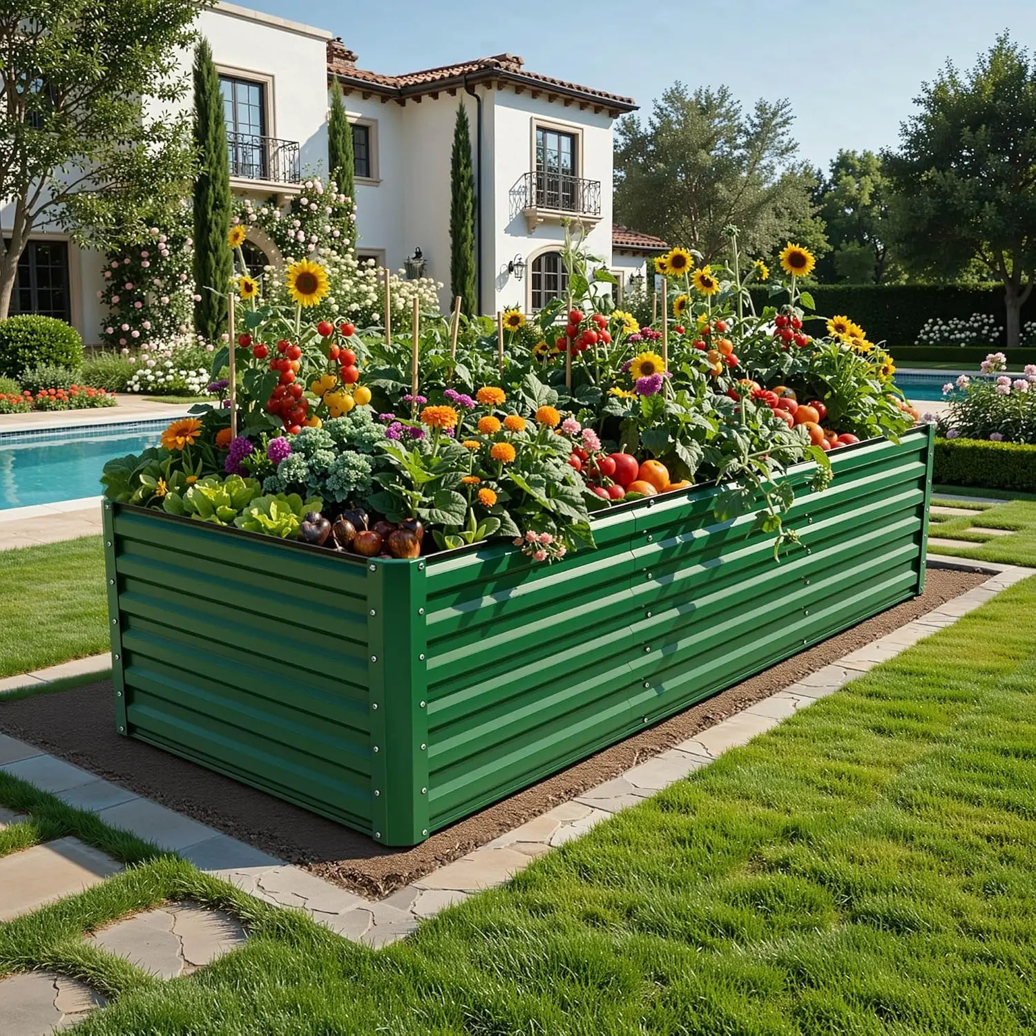 1/2 pcs Raised Garden Bed Kit, with Gloves & Tension Bar, Outdoor Patio Planter Box for Plants Vegetables Flowers