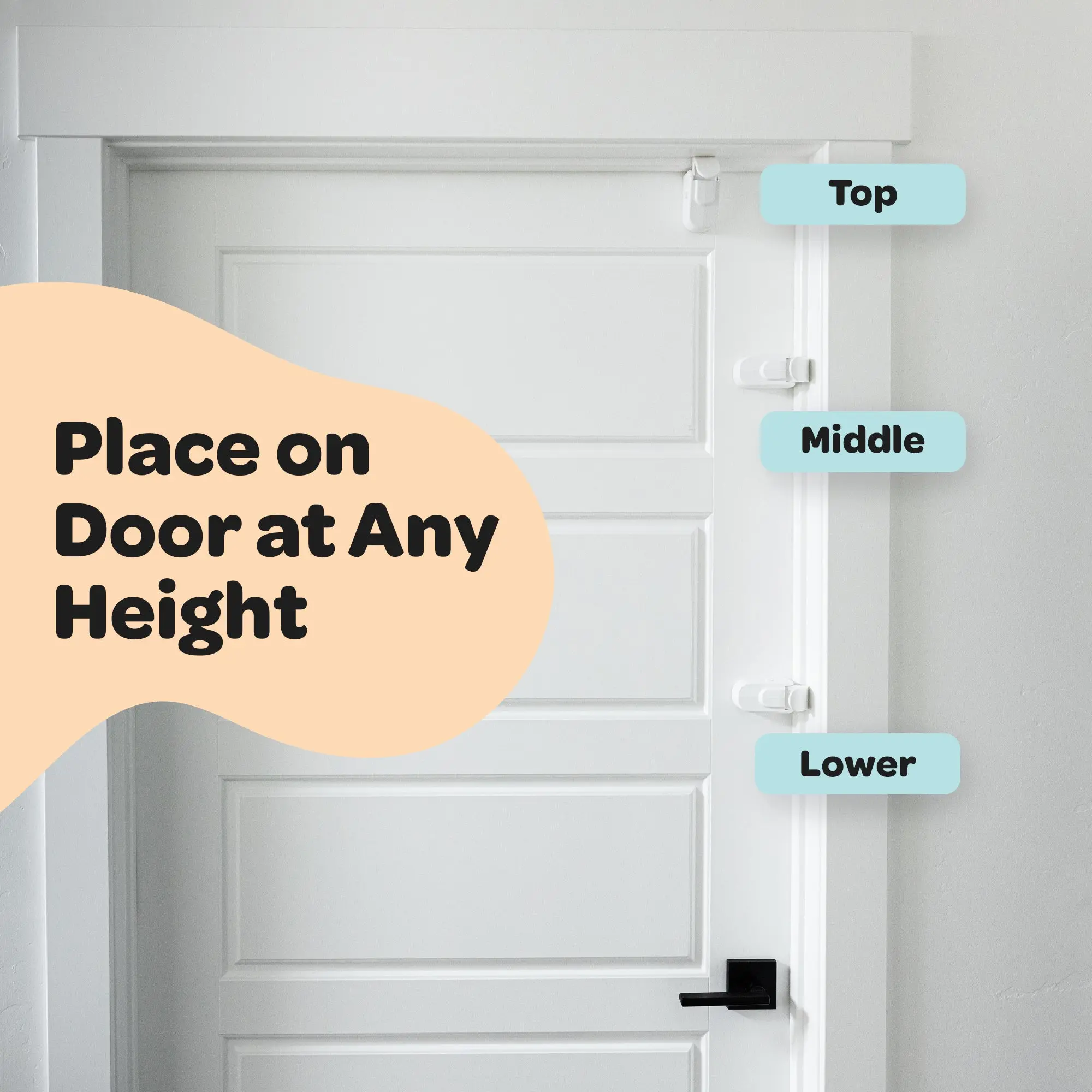 The Adjustable Snap-On Door Lock  - No Tools or Adhesives Required - Works With Door Knob, Lever or Handle