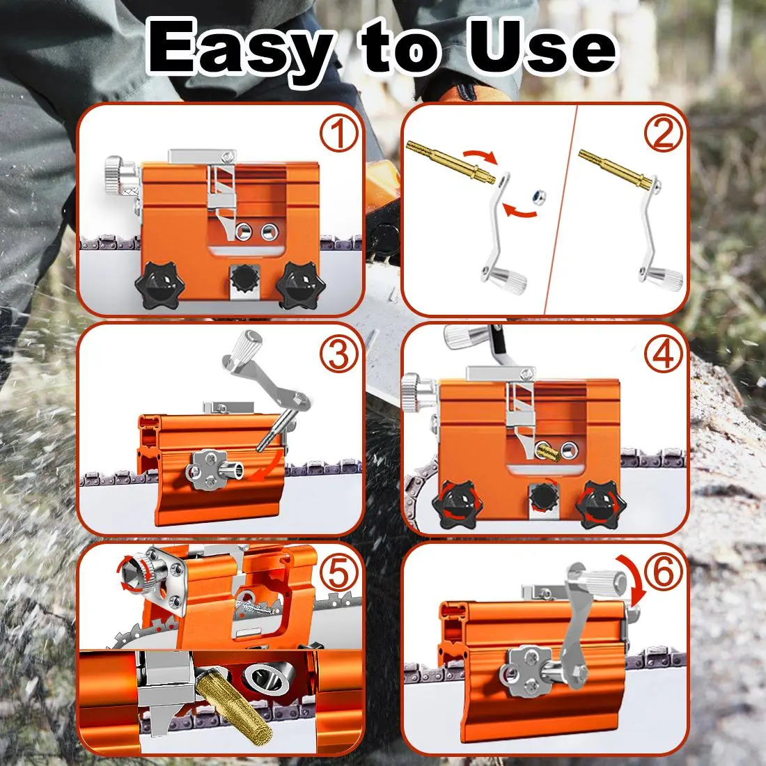Portable Chain Saw Sharpener Jig - Universal Manual Chainsaw Sharpening Tool Kit with Grinding Stones & Cleaning Brush for Lumberjacks & Gardening