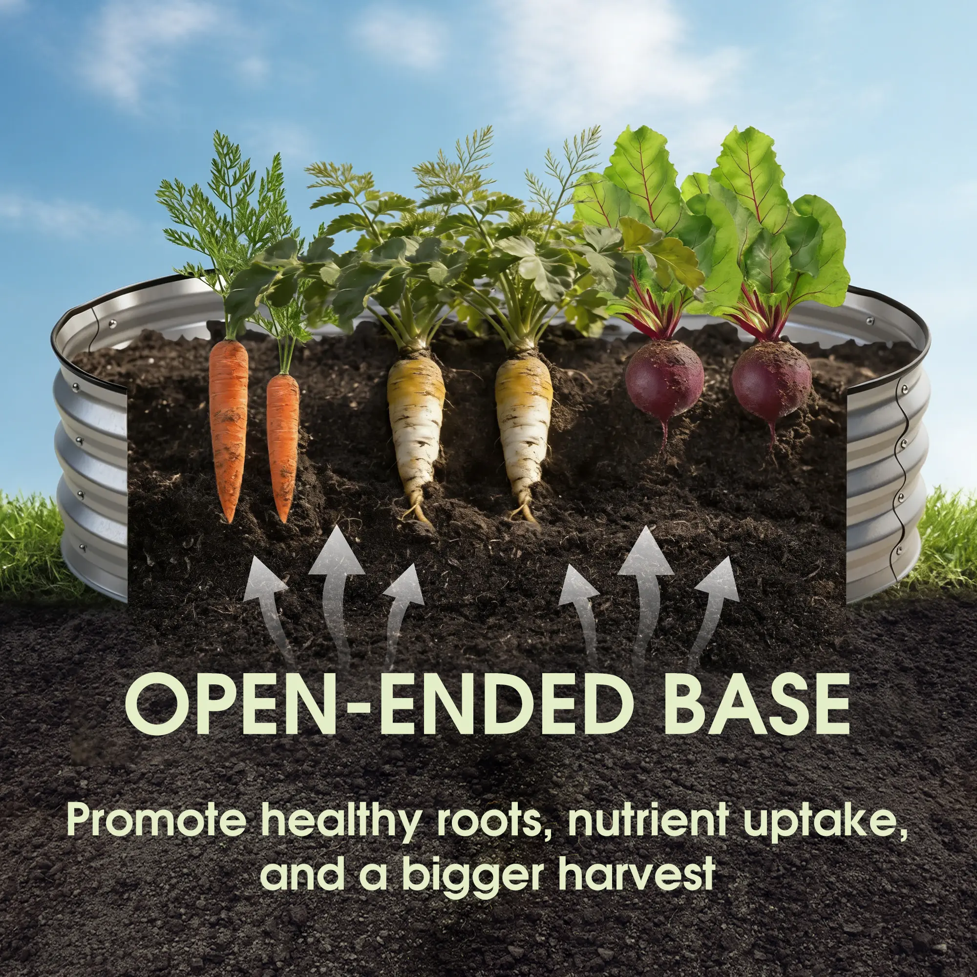 Raised Garden Bed, Outdoor Planter Box with Open Bottom Design