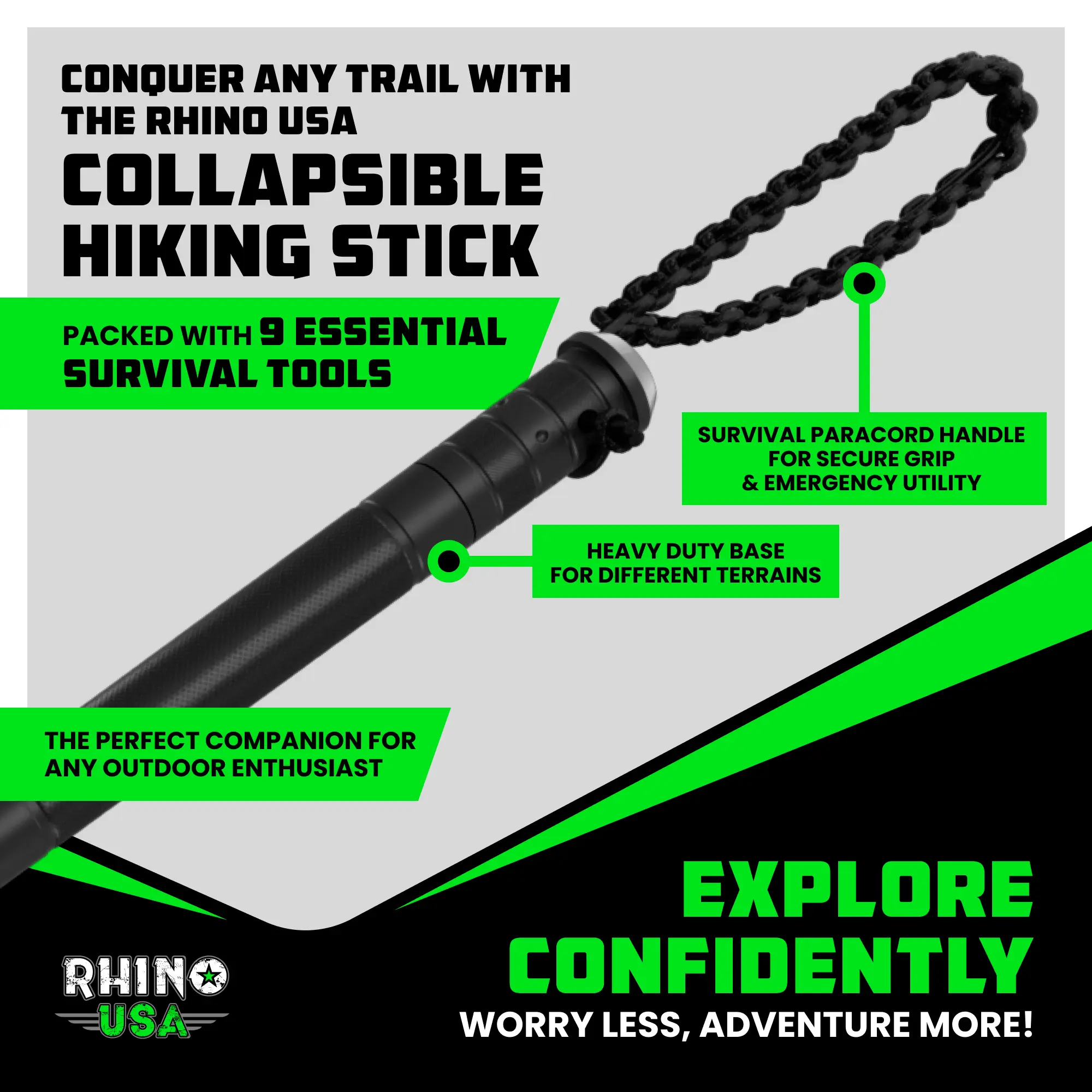 Hiking Stick – Essential Camping Gear for Hiking & Trekking – Durable Walking Stick for Outdoor Adventures, Travel Accessories