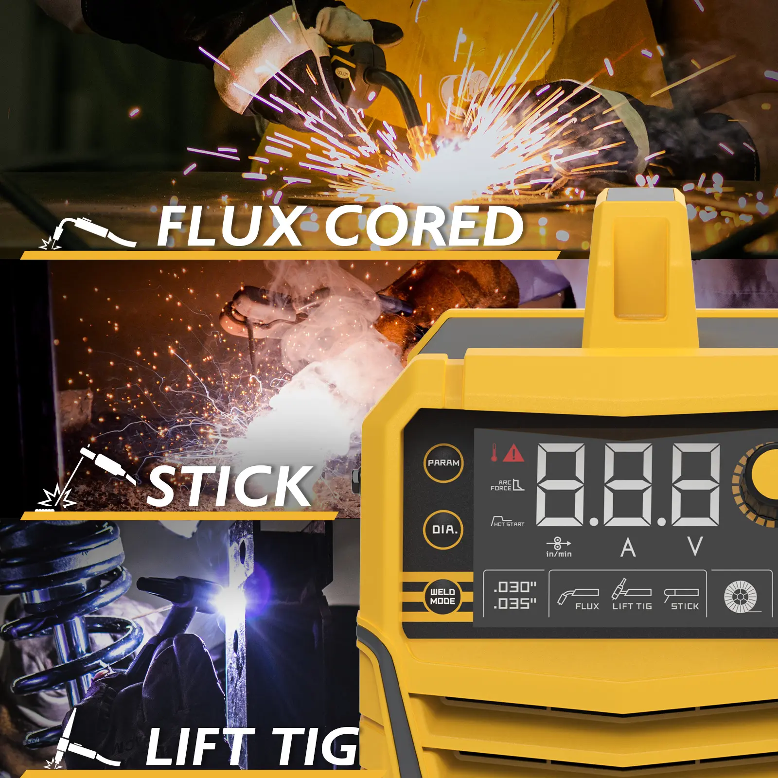 Flux Core Welder - 135A 110V 3-in-1 Gasless MIG/Lift TIG/MMA Welding Machine, Inverter Wire Feed Welder for Home DIY, Includes Gloves & E71T-GS Wire