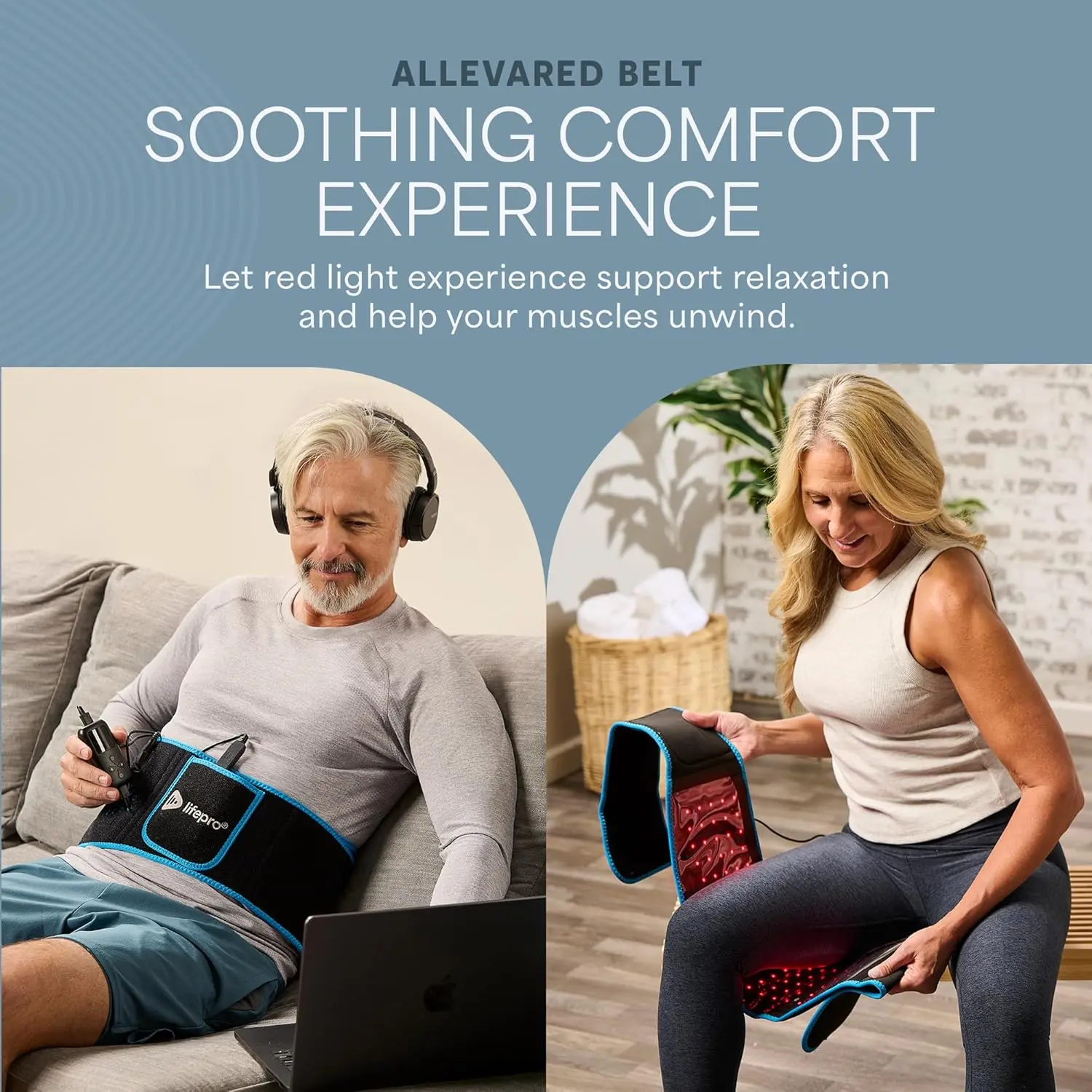 Red Light Therapy Belt – 660nm Red & 850nm NIR LEDs, Portable Wraparound Design with Remote Control