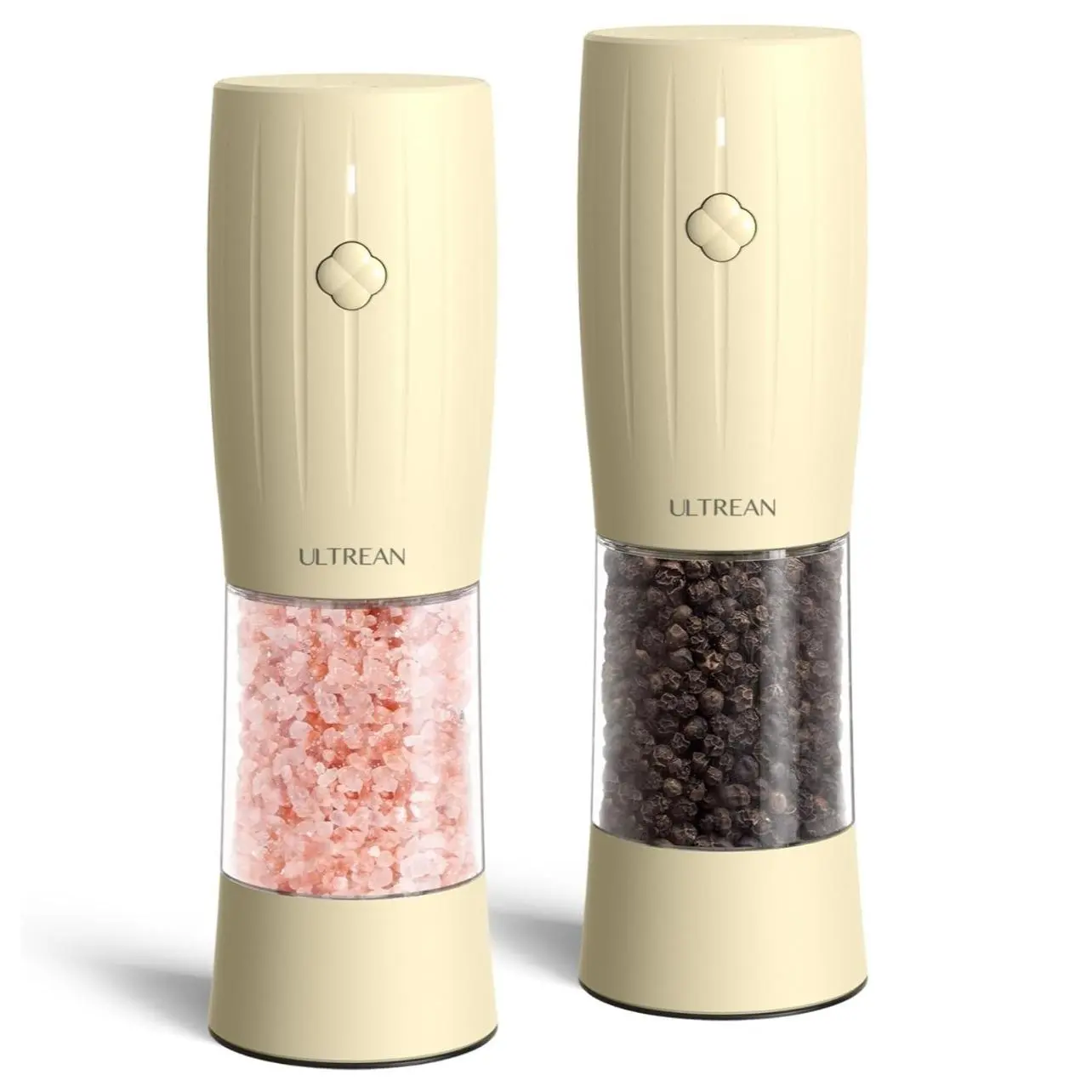 2PCS Rechargeable Salt & Pepper Grinder Set – Adjustable Stainless Steel Grinders with LED One-Hand Operation