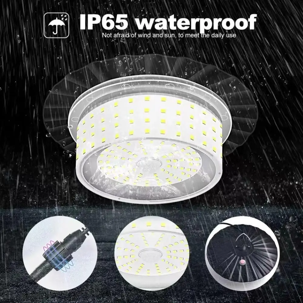 Solar Light Outdoor Motion Sensor Lights, 360° Lighting Waterproof Solar Powered Pendant Light with Remote Control for Home, Shop, Garage, Patio, Yard