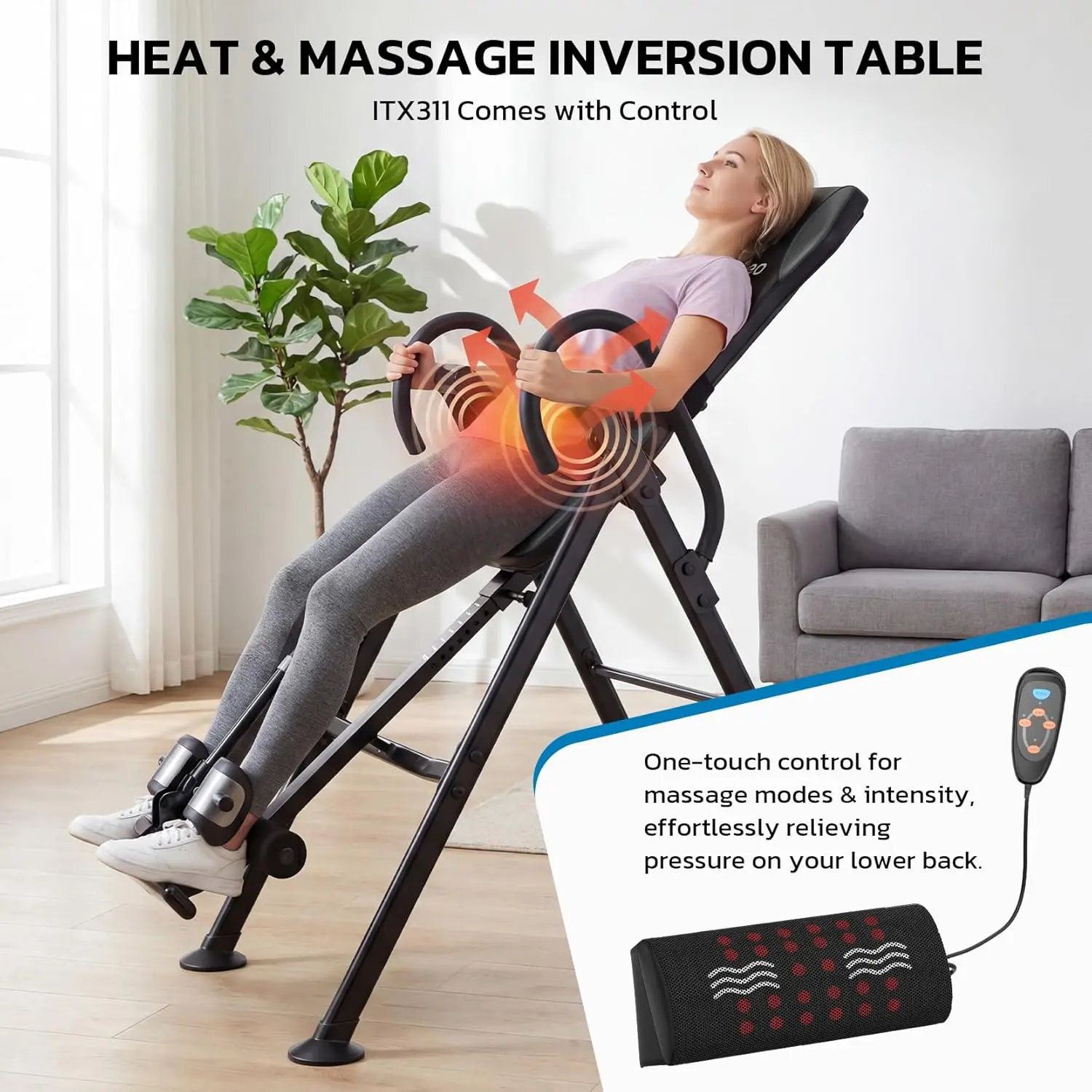 Inversion Table for Back Pain Relief, Neck Sciatica Relief, 300 lbs Weight Capacity w/Lumbar Support Comfortable Ankle Holders Easy to Assemble Back Stretcher Machine