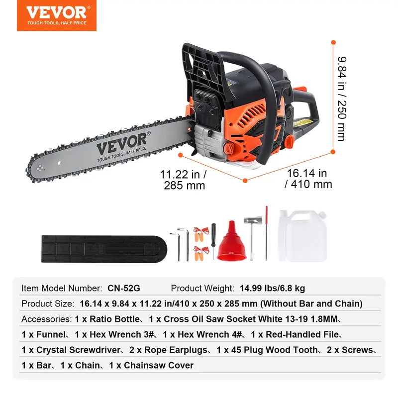 【Summervibes】Gas Chainsaw, Various specifications, Gasoline Powered Chain Saw, Handheld Cordless Petrol Chainsaws