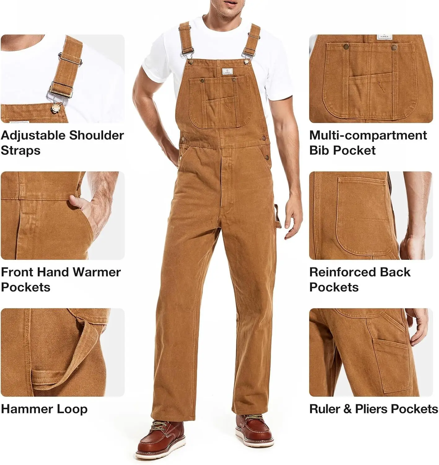 Men's 4-Pack Flex Denim Bib Overalls — Adjustable & Utility Ready