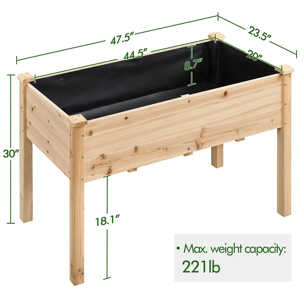 Large Raised Garden Bed Elevated Wooden Horticulture Planter Box with Legs Standing Growing Bed for Gardening/Backyard/Patio/Balcony