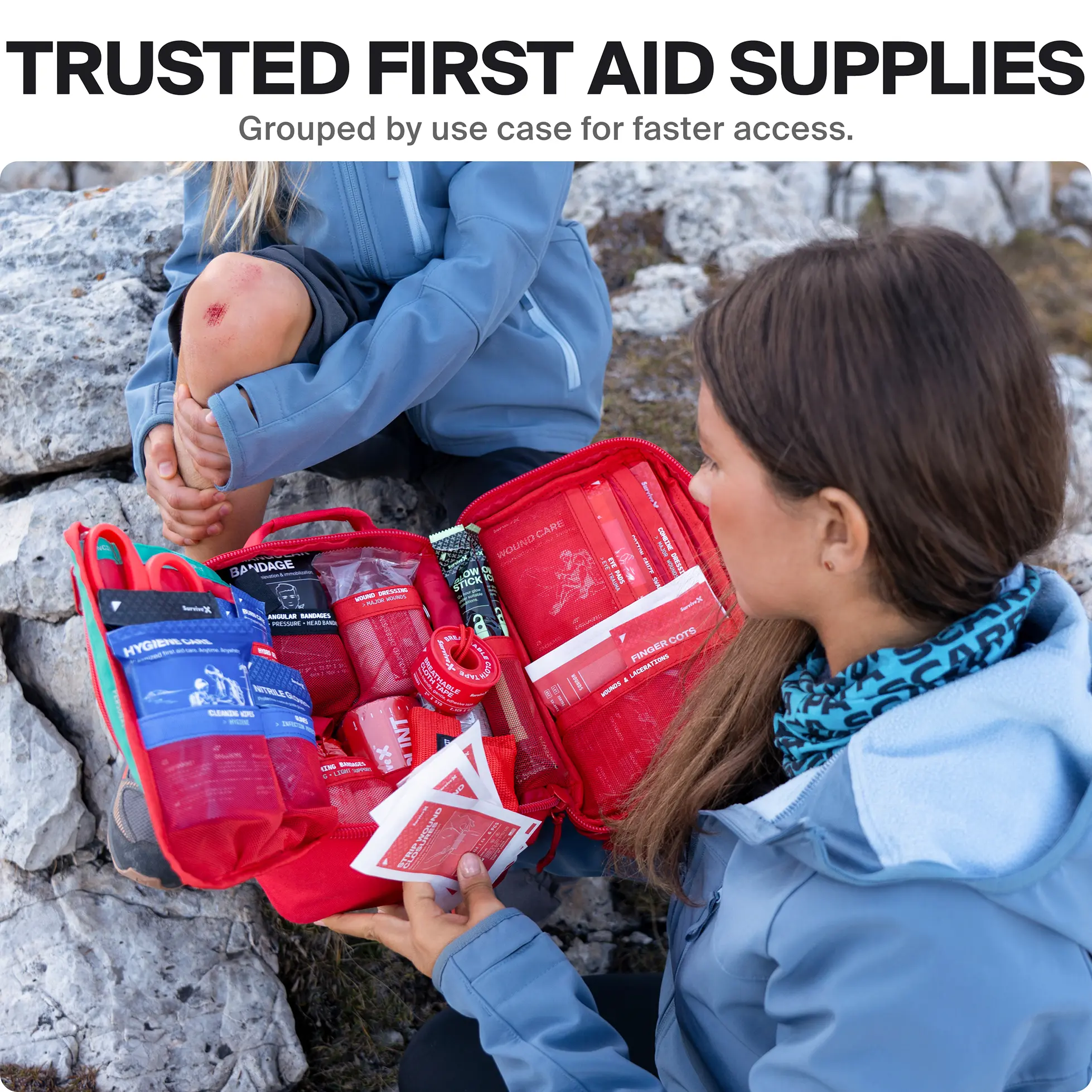 Large Comprehensive First Aid Kit Ideal for Car, Travel & Home - Emergency Kit for Hiking, Camping, Backpacking and Outdoors