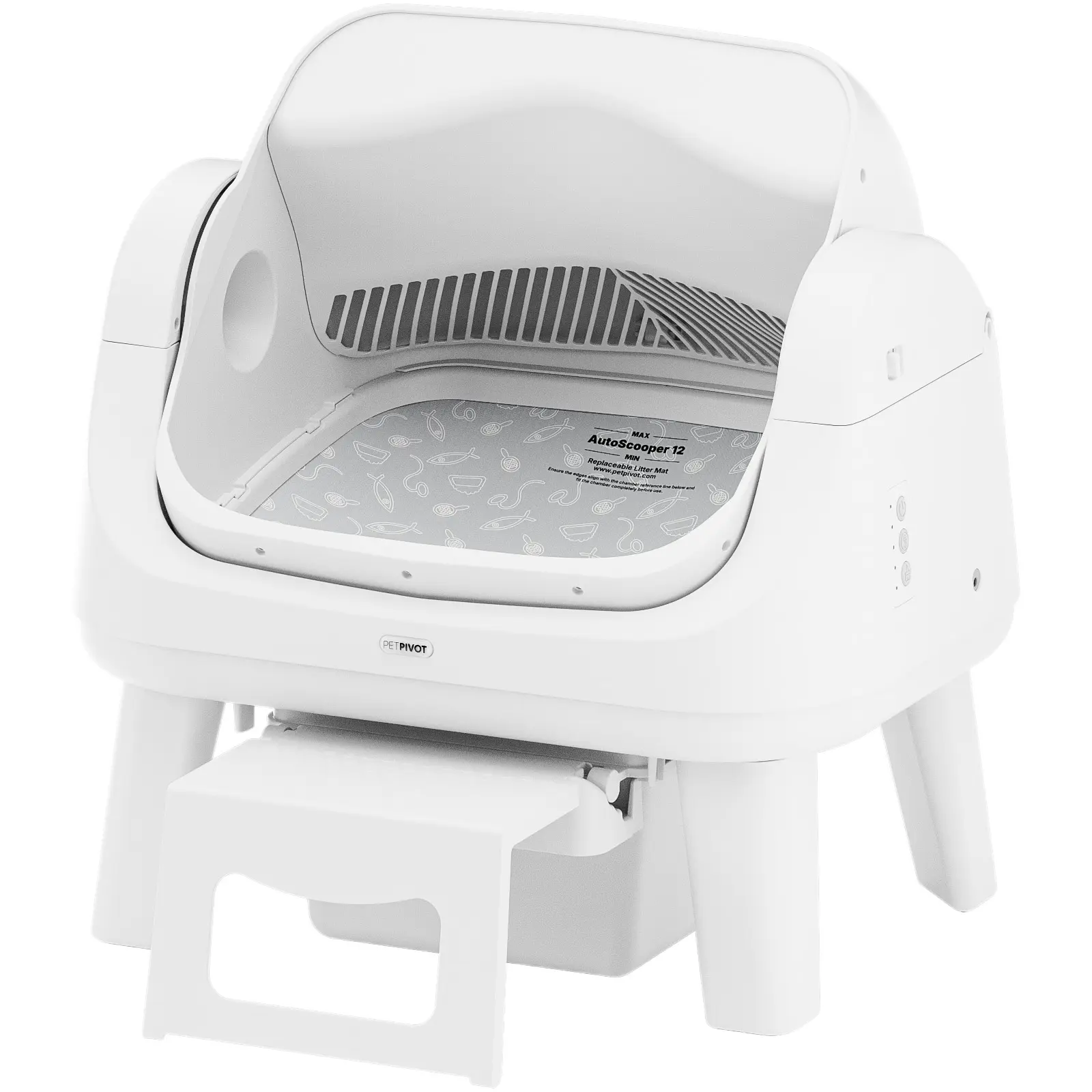 Open Top Self Cleaning Cat Litter Box, Automatic Litter Box with 7 Pairs of Safety Sensors, Anti-Pinch Protection, Easy Access Step for Senior Cats