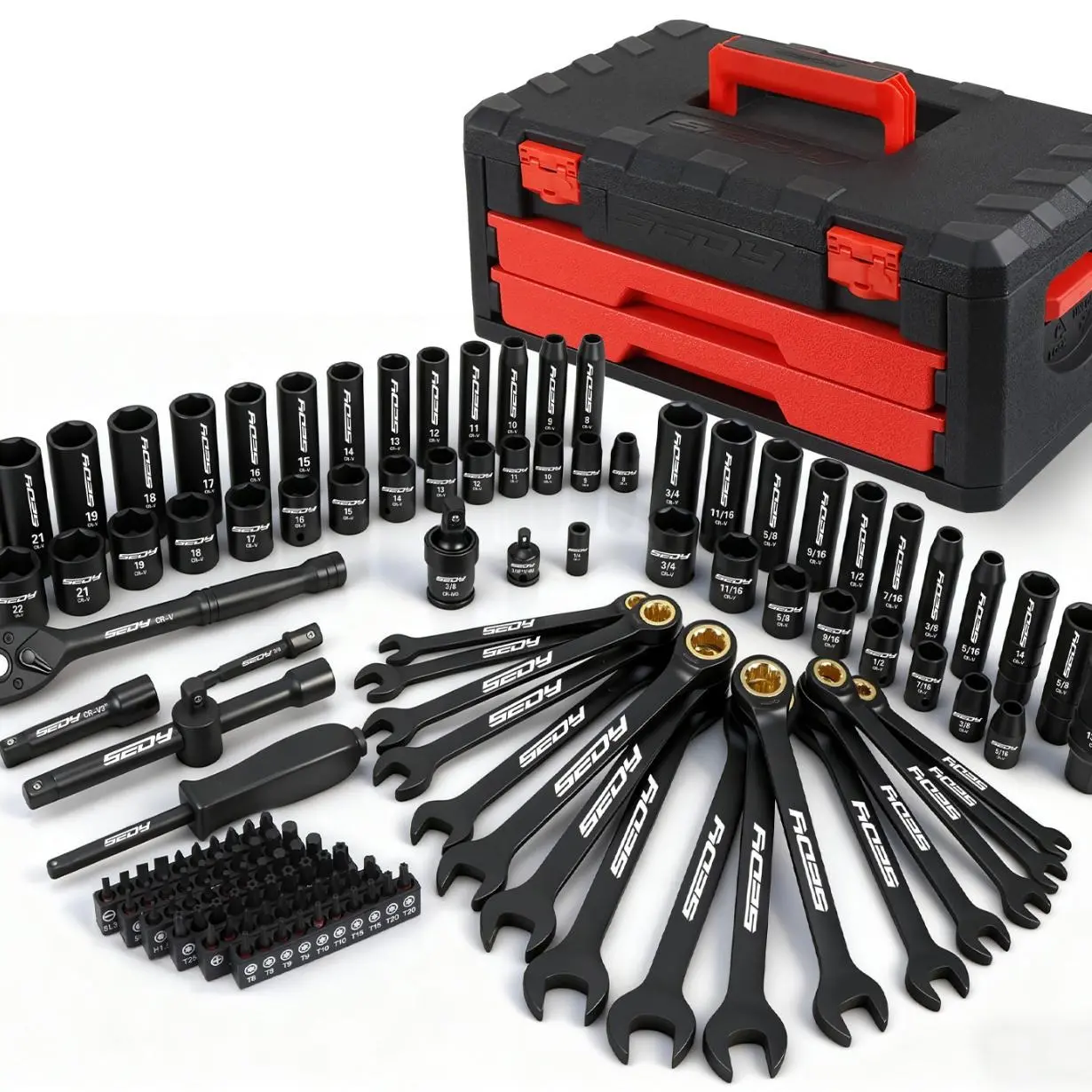 Premium 132-Piece Mechanics Tool Set - SAE/Metric Wrenches