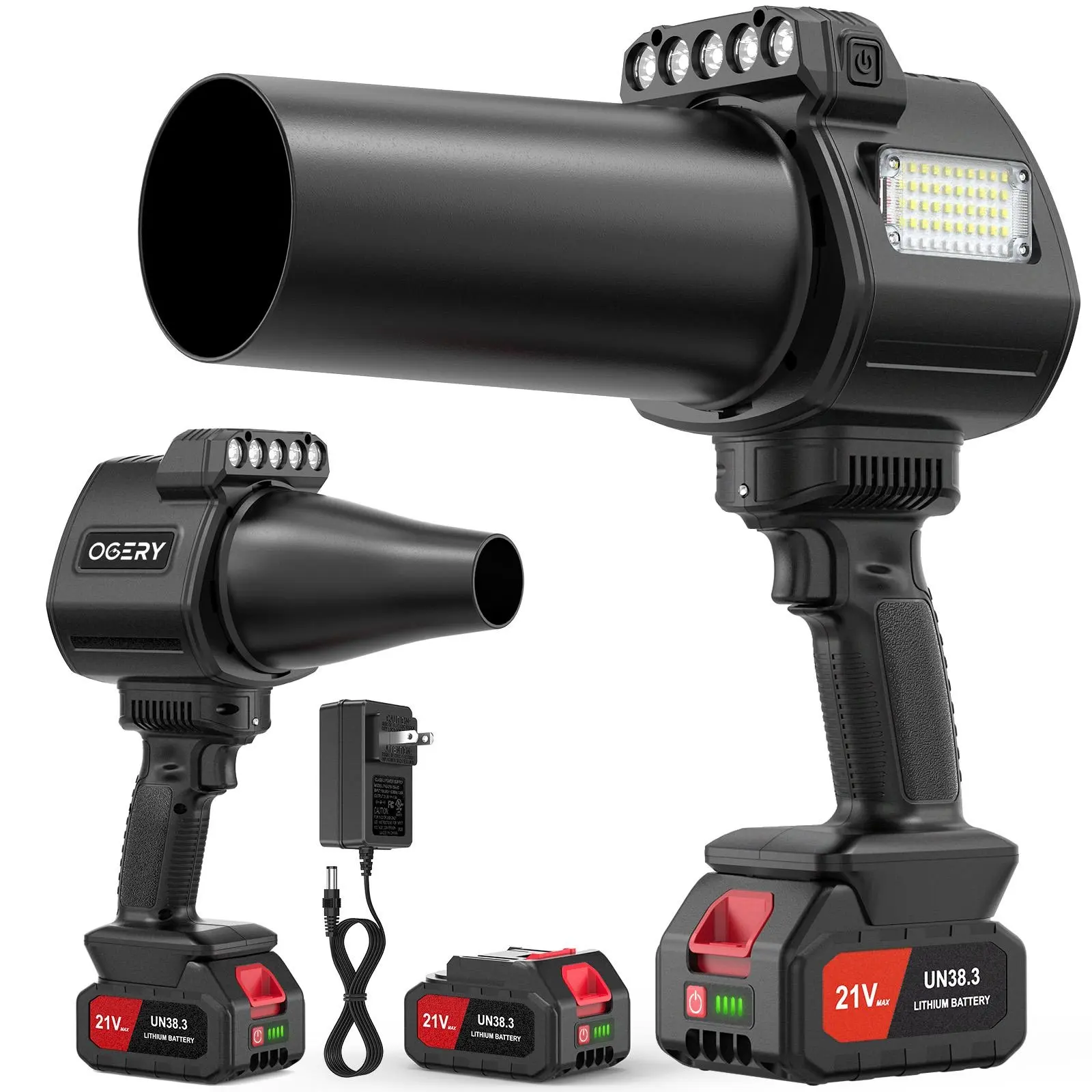 Updated Leaf Blower Cordless with Lights, 21V Powerful Electric Leaf Blowers with 2 x 3.0Ah Batteries & Charger, 700CFM 140MPH 900G Wind Pressure Lightweight Handheld Blower