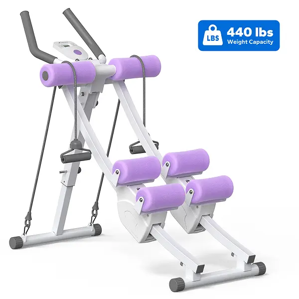 Dual Track Ab Trainer with LCD Monitor, 440lbs Weight Capacity,Foldable for Easy Storage, Ergonomic Supportive Design, Tones Waist Abs Arms Legs Hips, Ideal for Home Gym Beginners & Daily Fitness Enthusiasts